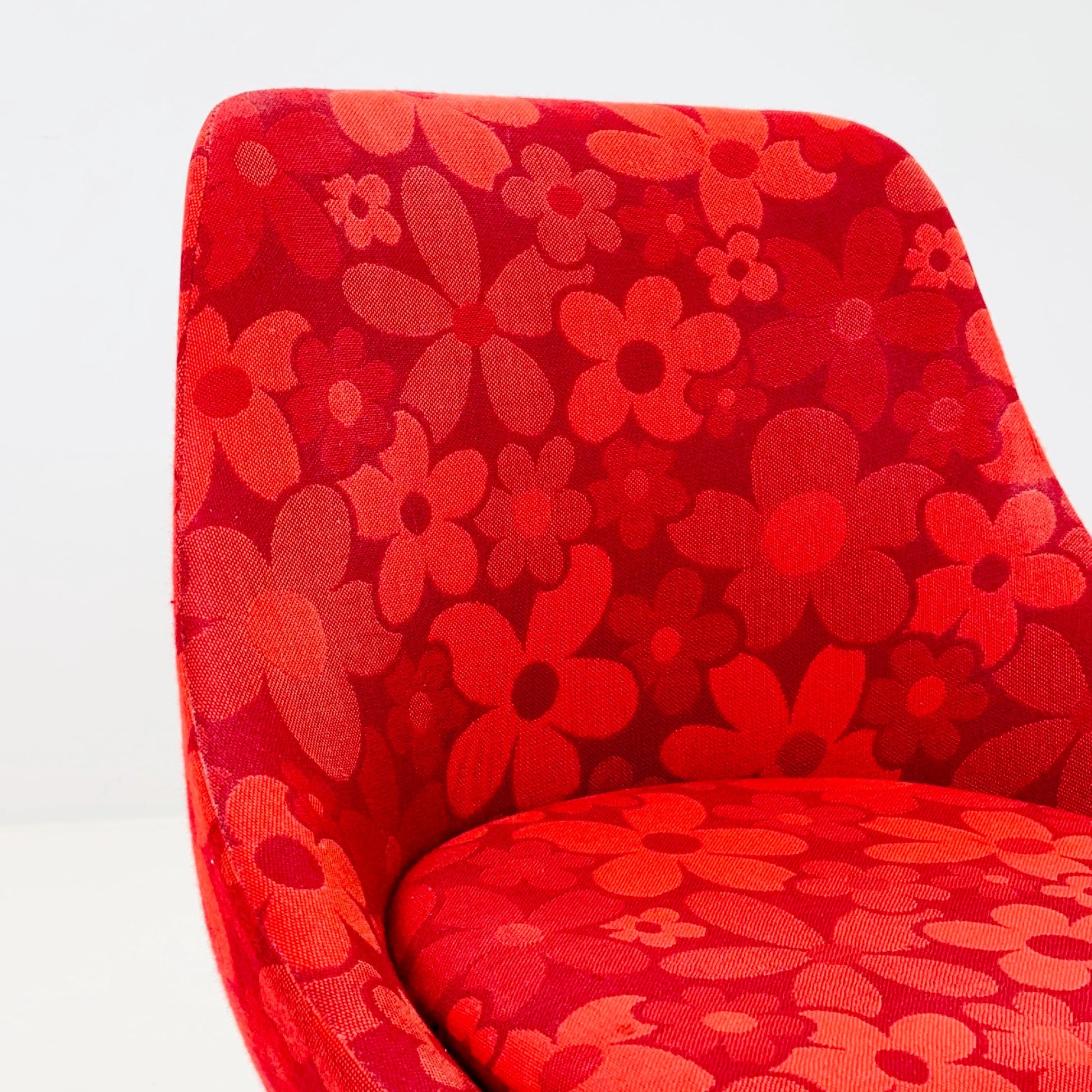 Space Age Cocktail Lounge Chair Germany 1970s | Retro Red Floral Fabric