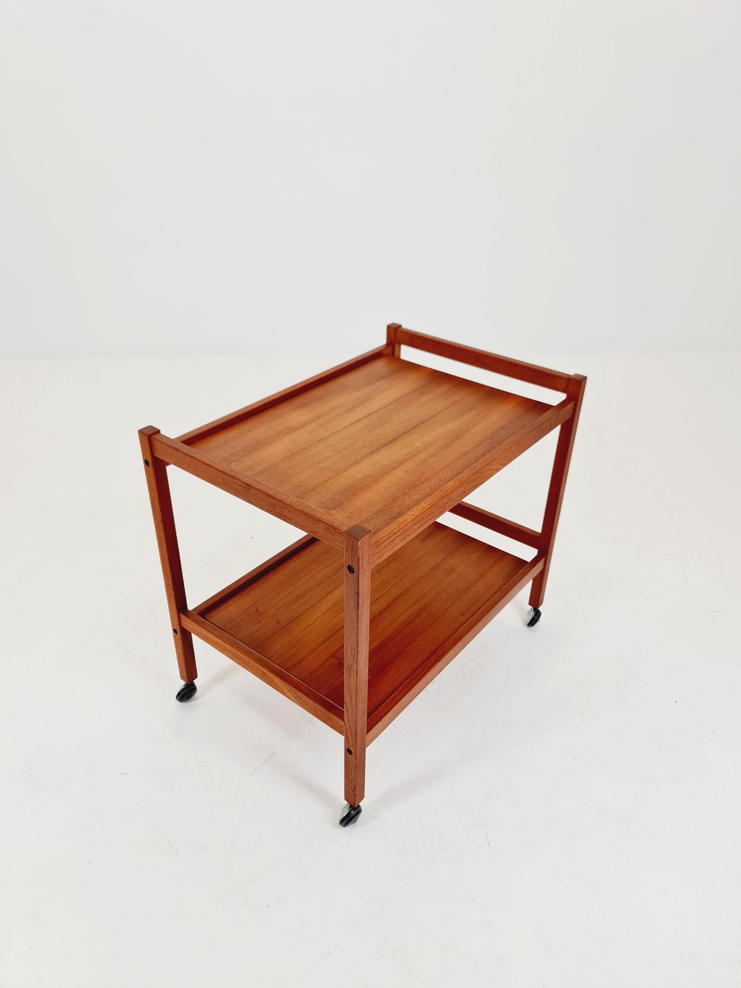 Vintage Danish mid century trolley bar cart in solid teak By Sika Möbler, 1960s
