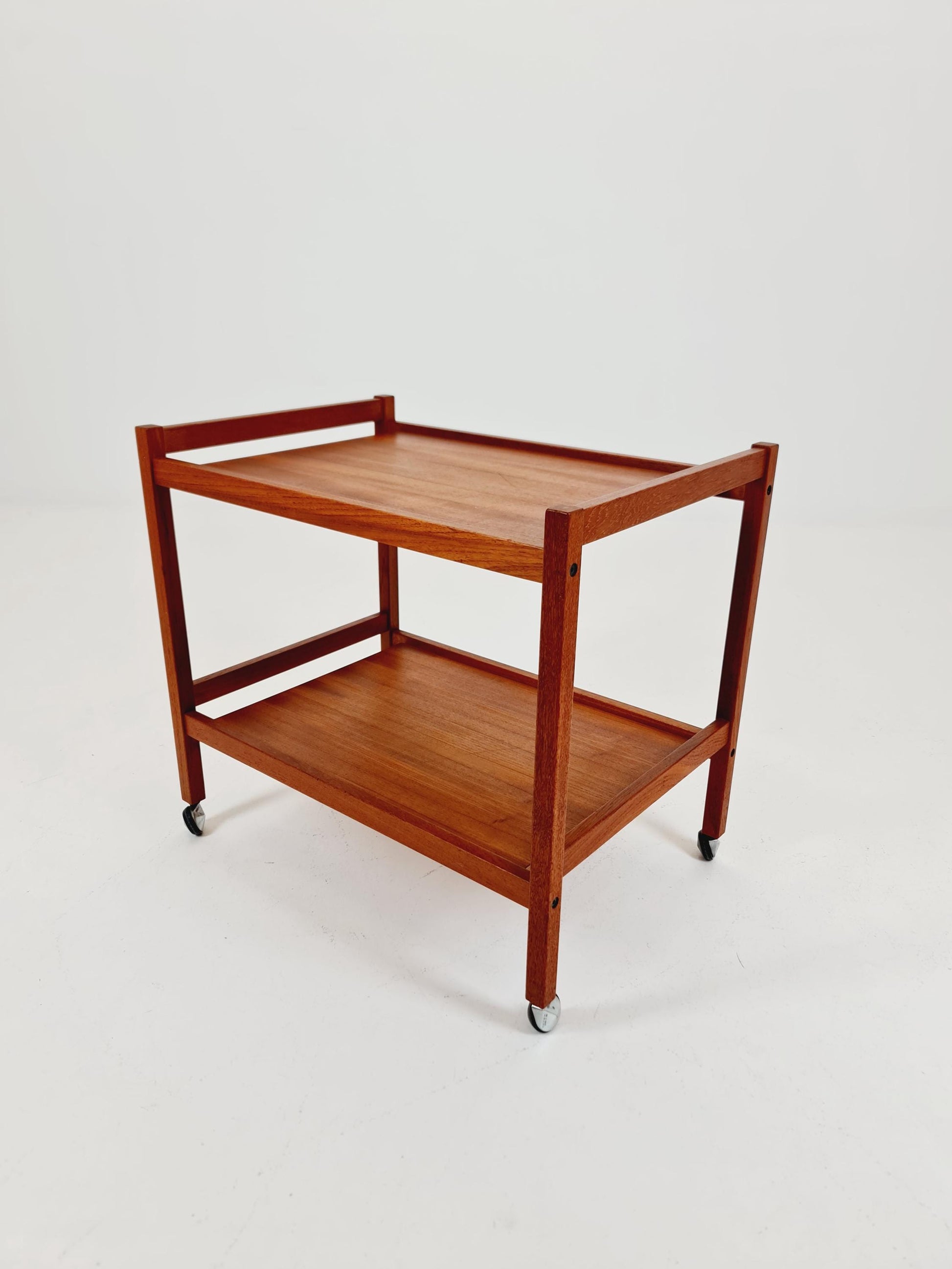 Vintage Danish mid century trolley bar cart in solid teak By Sika Möbler, 1960s