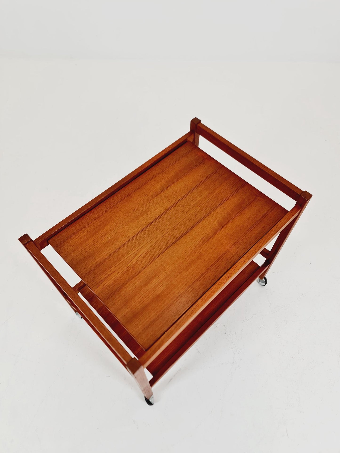 Vintage Danish mid century trolley bar cart in solid teak By Sika Möbler, 1960s