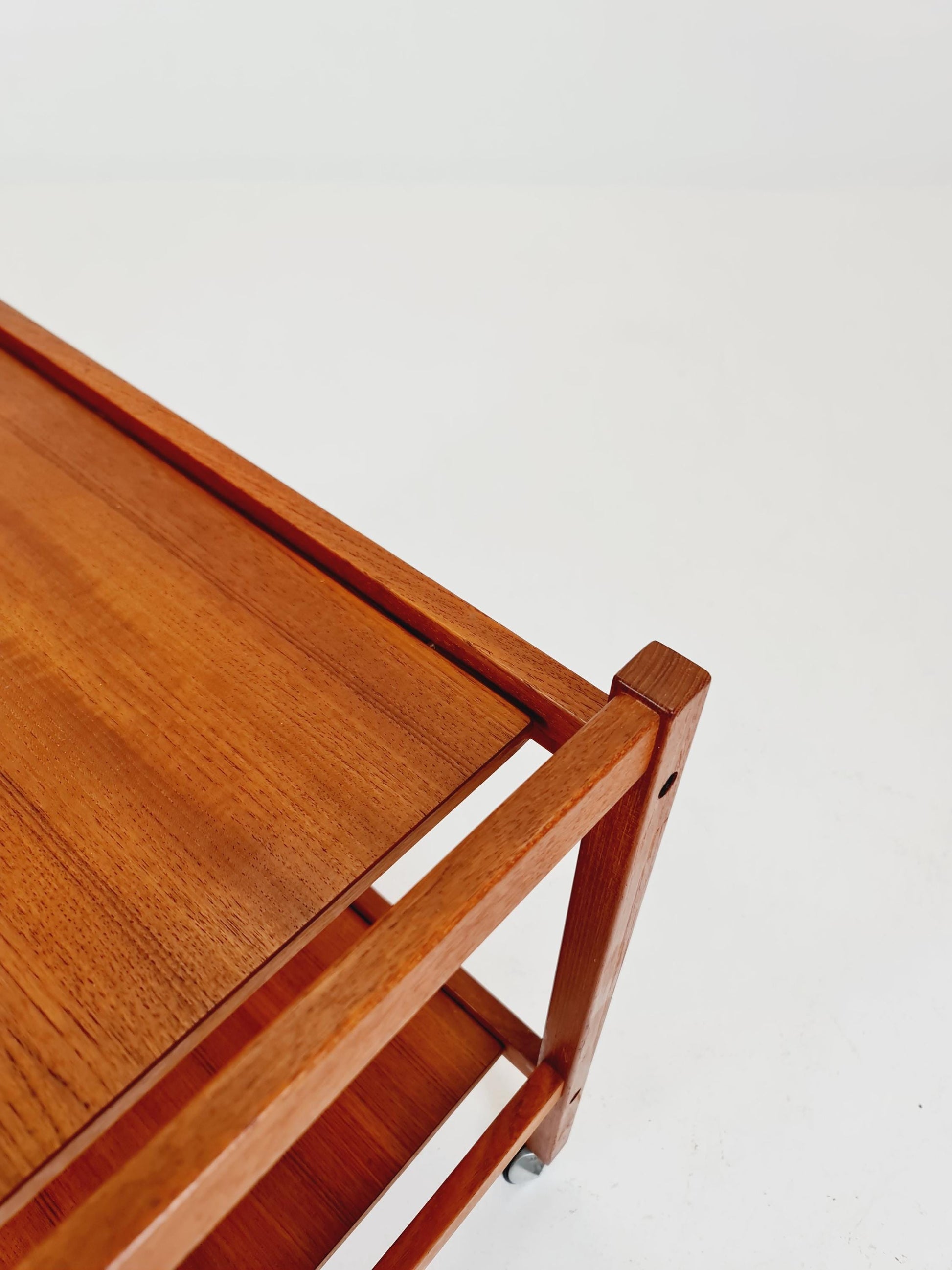 Vintage Danish mid century trolley bar cart in solid teak By Sika Möbler, 1960s