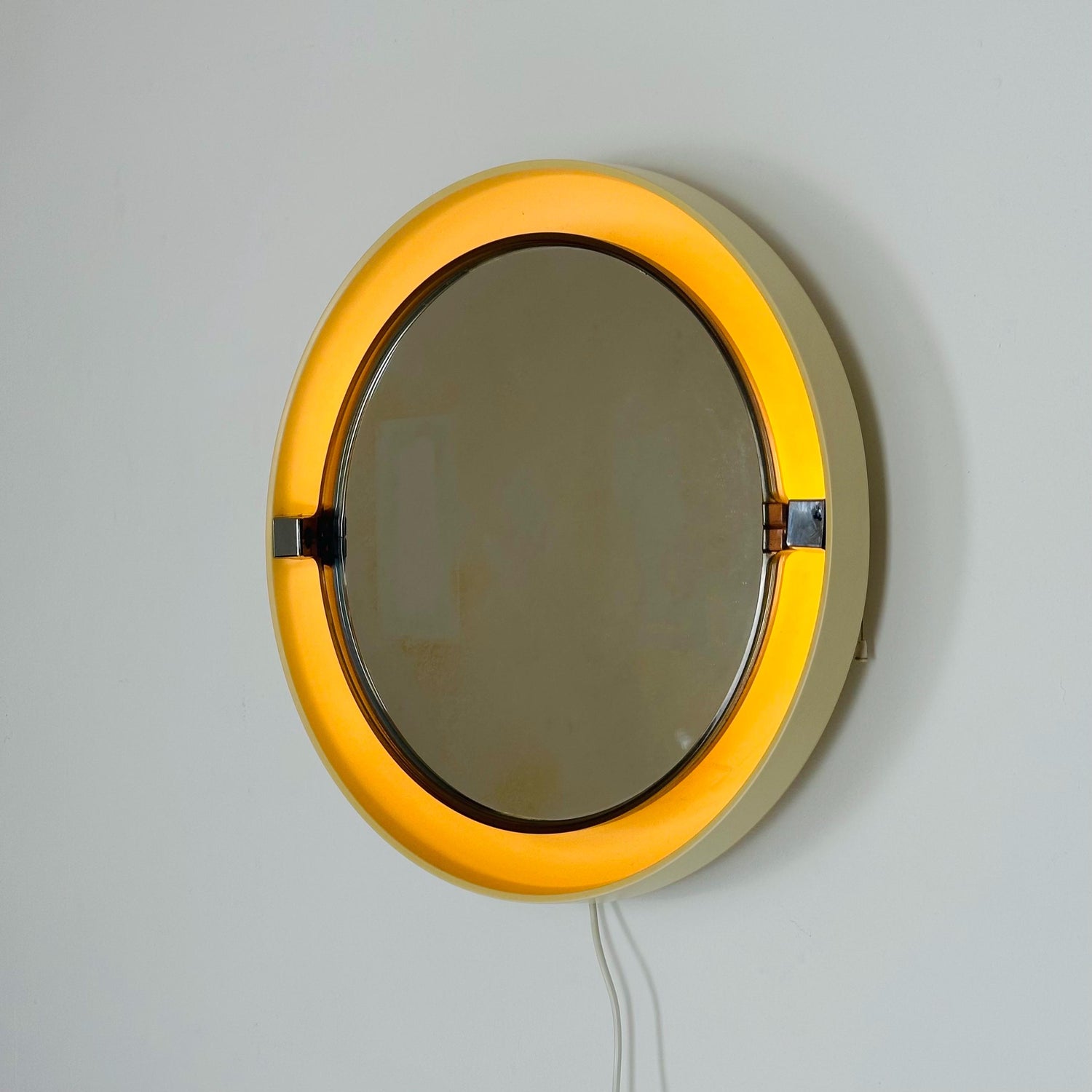 1 of 10 Space Age Allibert Illuminated Rotating Mirror – 1970s French Bakelite Bathroom Light Mirror – Mid-Century Modern