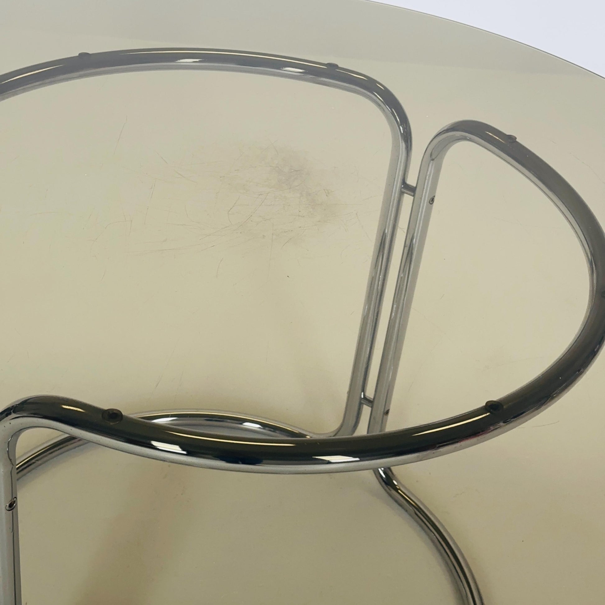 Mid-Century Modern Italian Dining Table by Giotto Stoppino, 1980s – Smoked Glass Top & Chrome Base