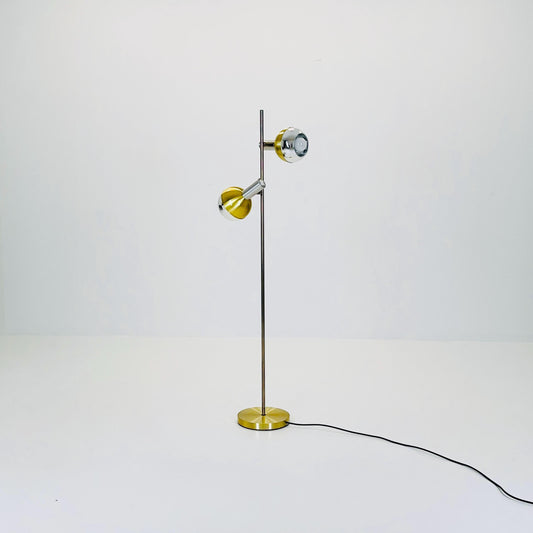 Mid Century Minimalist Silver Gold Floor Lamp Reggiani Italy 1980s