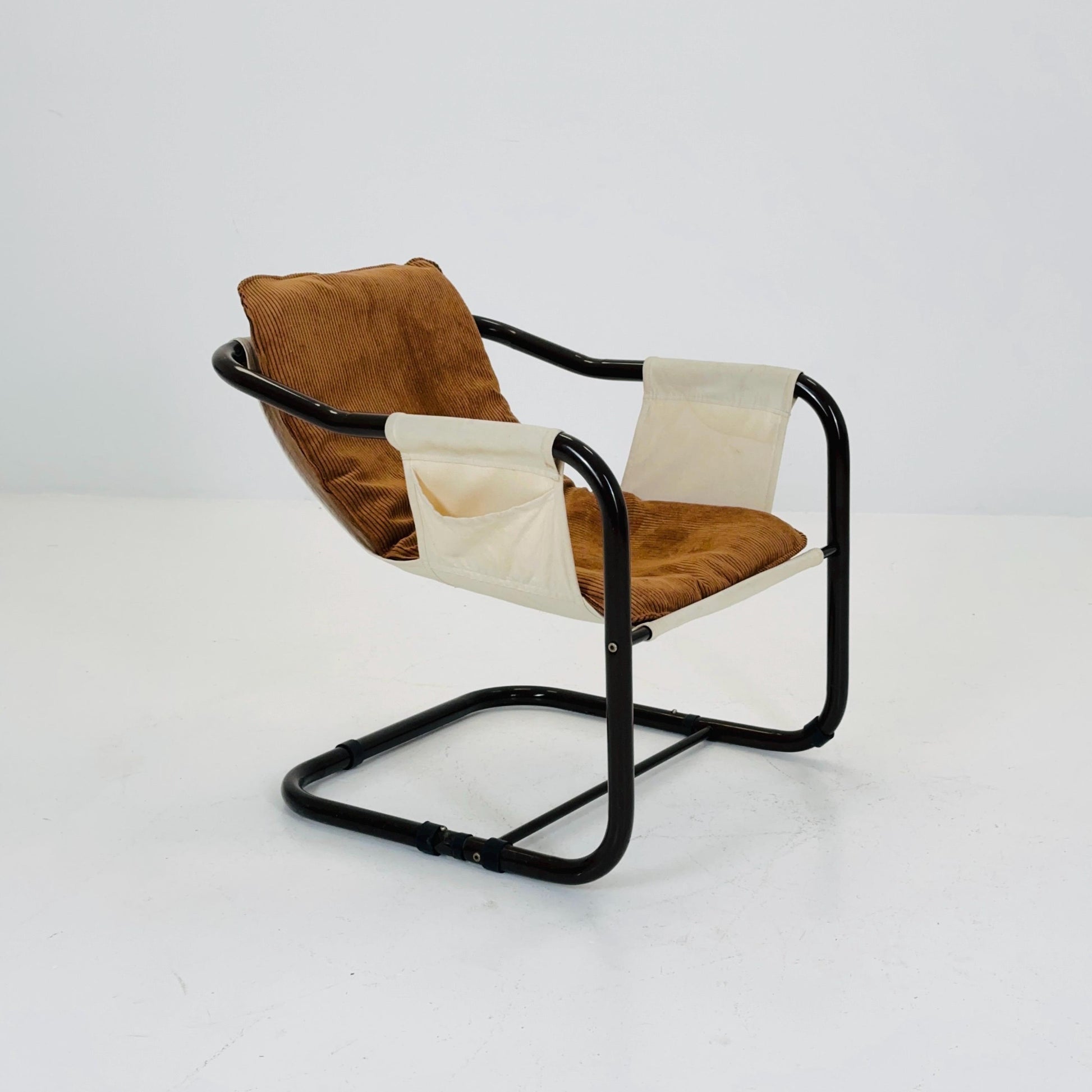 Mid century century Bauhaus tubular canvas armchair for Tomas Jelinek by IKEA 1980s