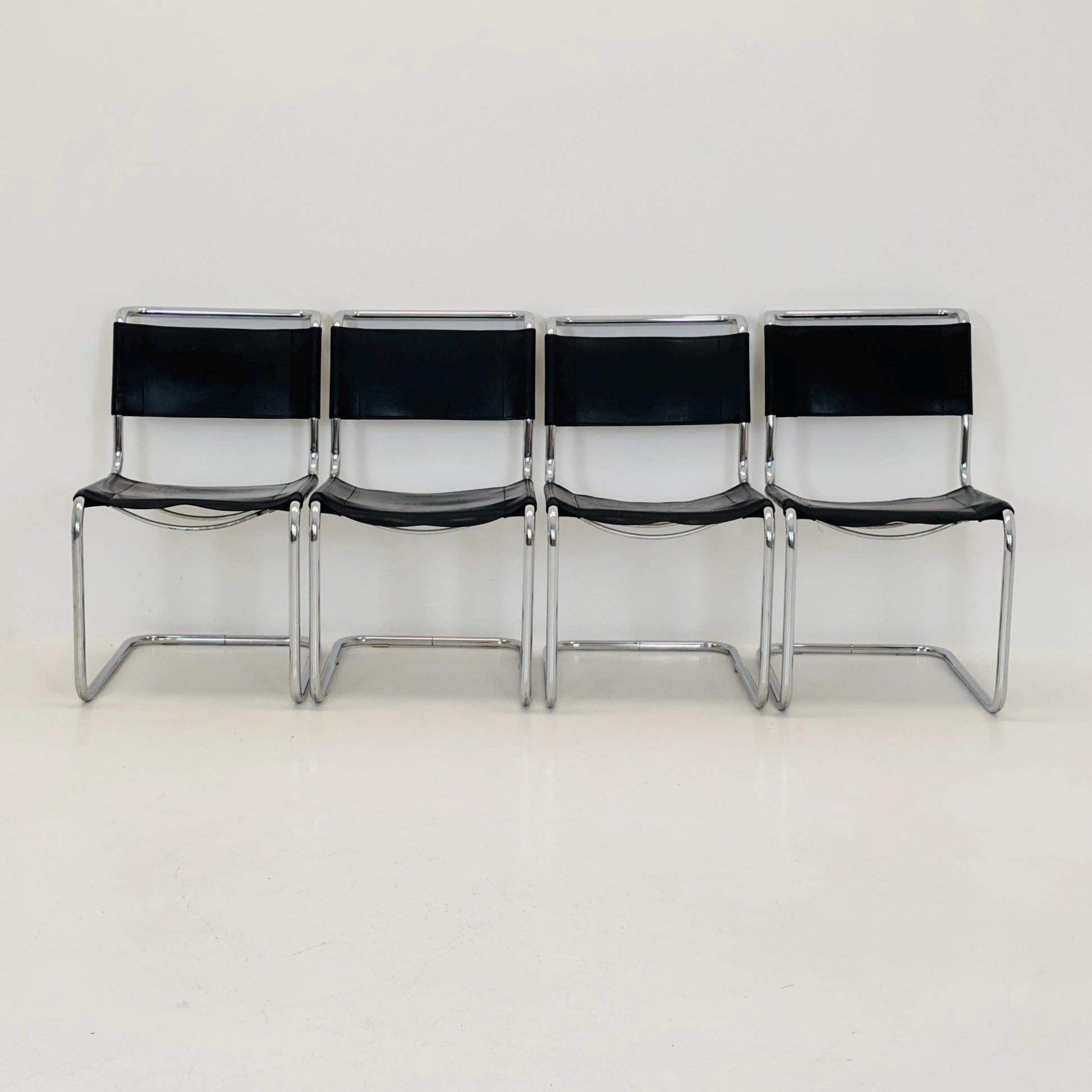 1 OF 6 Mid-Century Vintage S33 black ChairS by Mart Stam & Marcel Breuer from Thonet 1980s