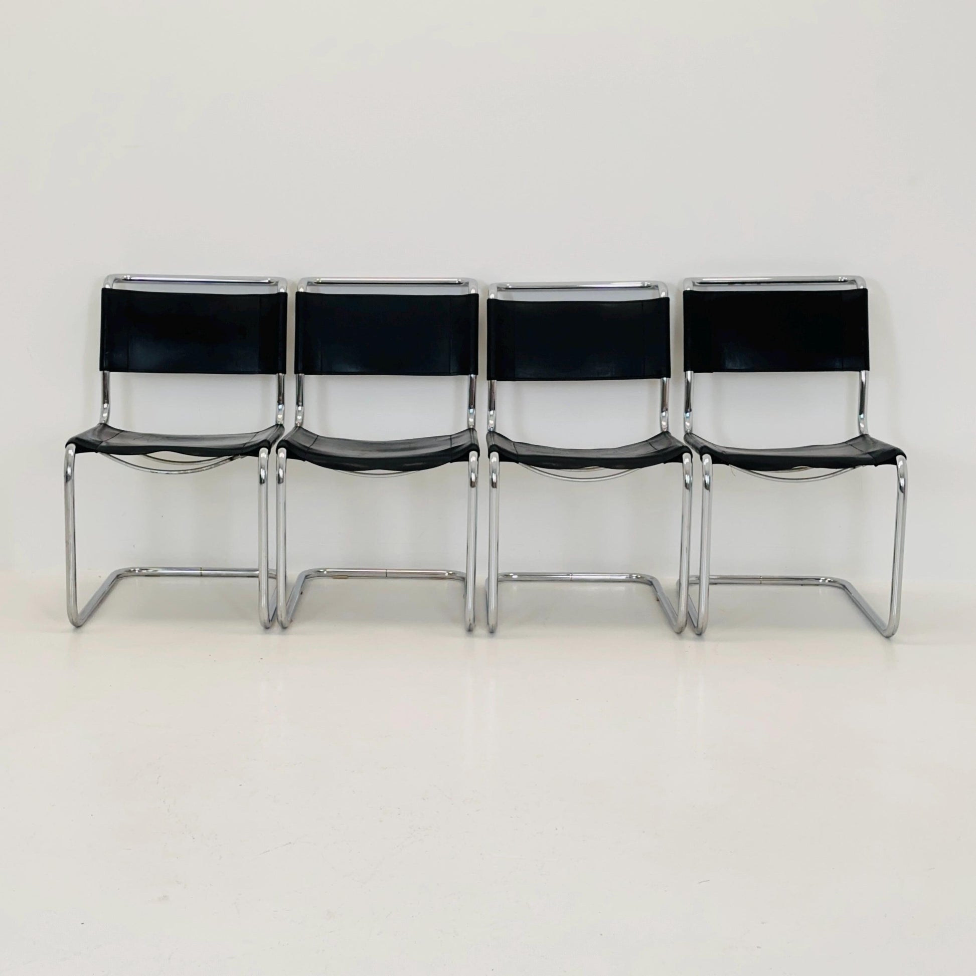 1 OF 6 Mid-Century Vintage S33 black ChairS by Mart Stam & Marcel Breuer from Thonet 1980s