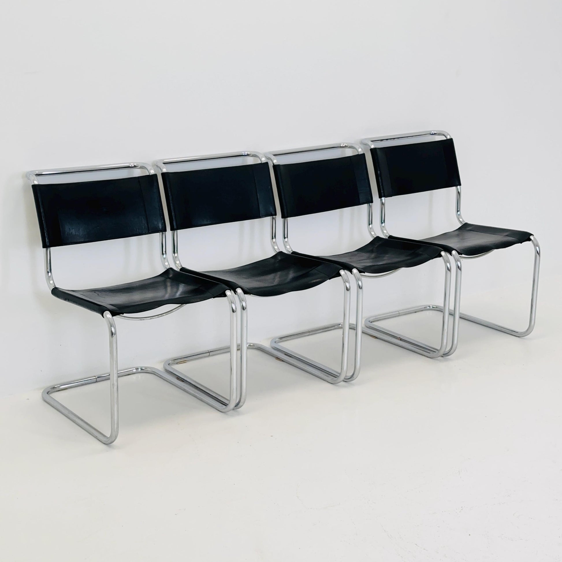 1 OF 6 Mid-Century Vintage S33 black ChairS by Mart Stam & Marcel Breuer from Thonet 1980s