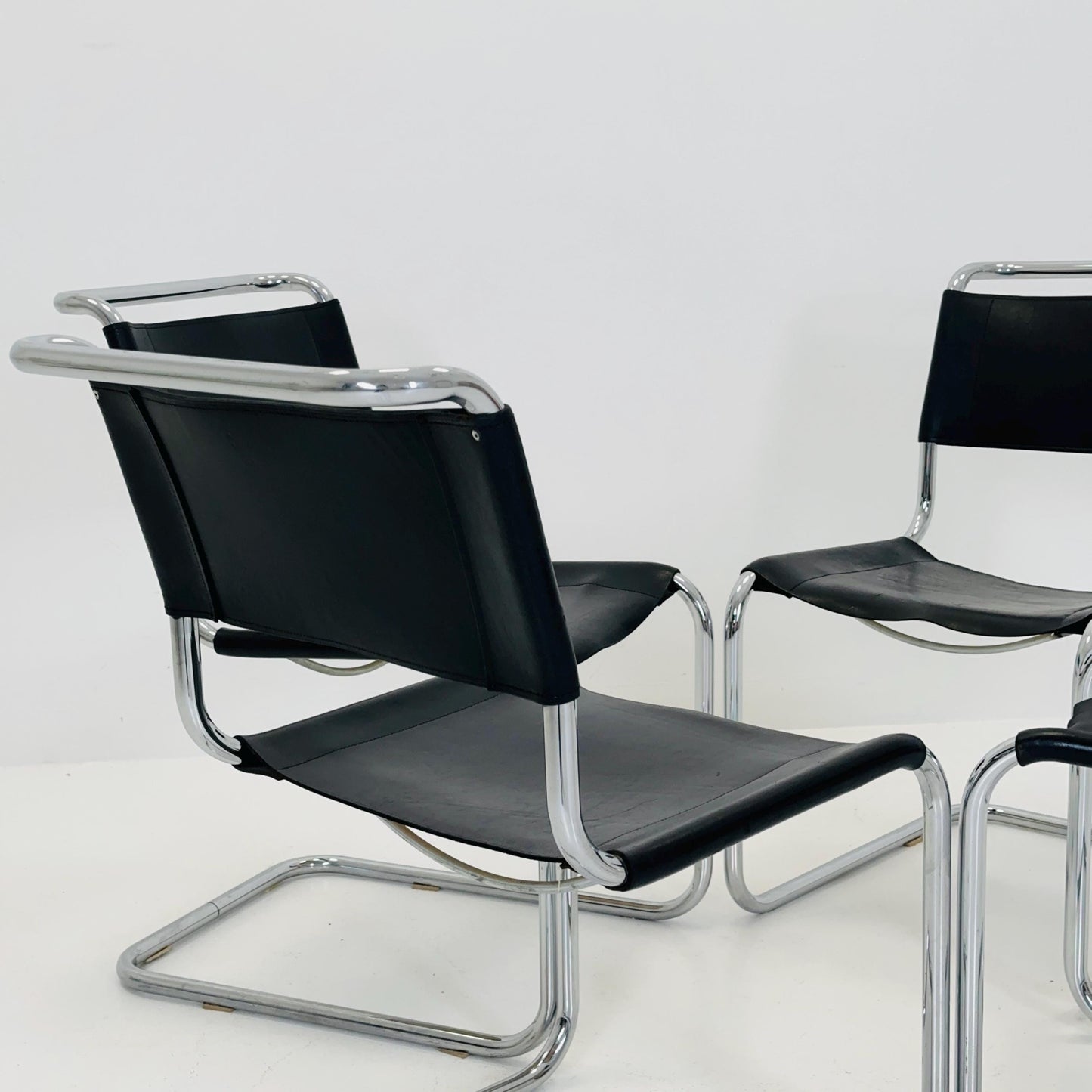 1 OF 6 Mid-Century Vintage S33 black ChairS by Mart Stam & Marcel Breuer from Thonet 1980s