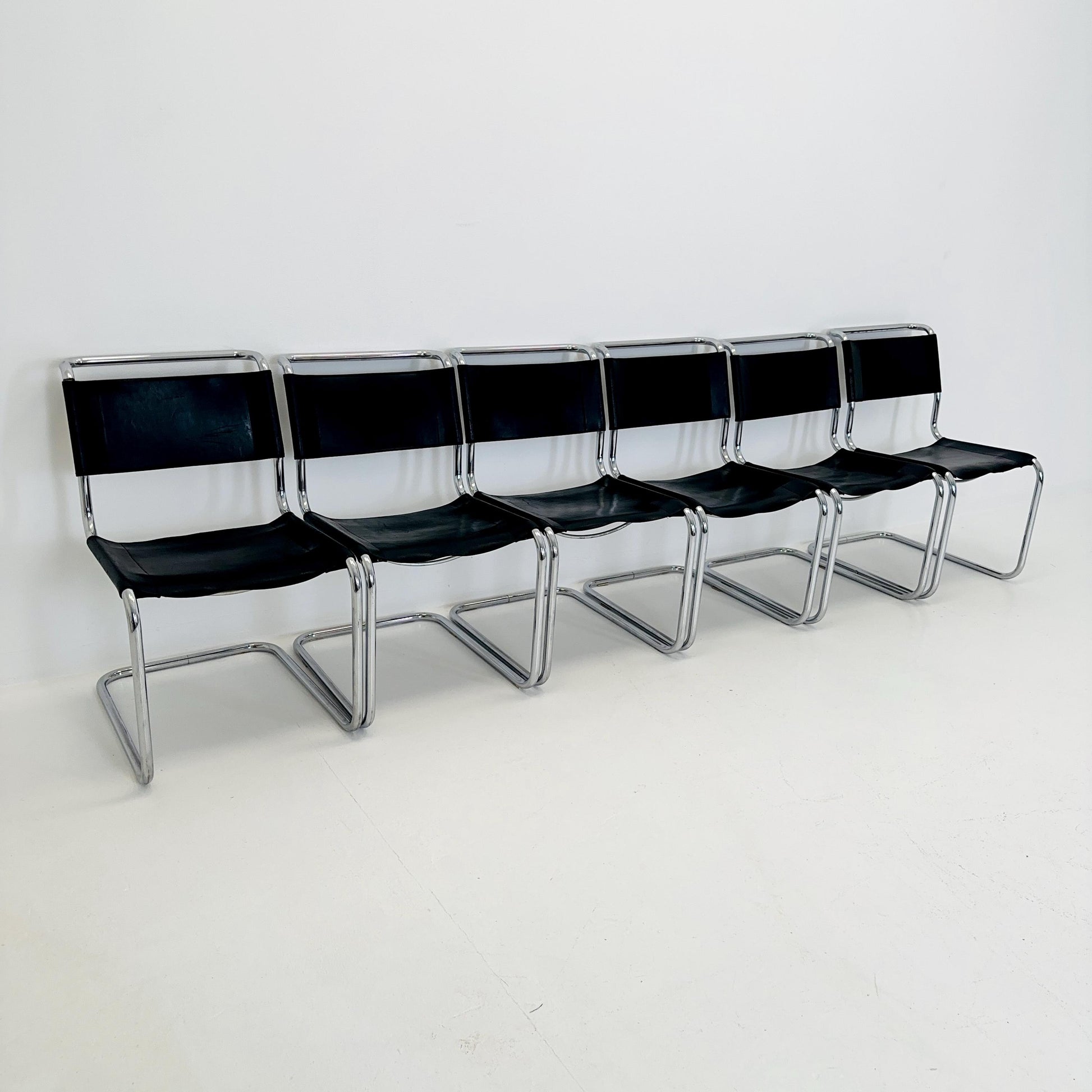 1 OF 6 Mid-Century Vintage S33 black ChairS by Mart Stam & Marcel Breuer from Thonet 1980s