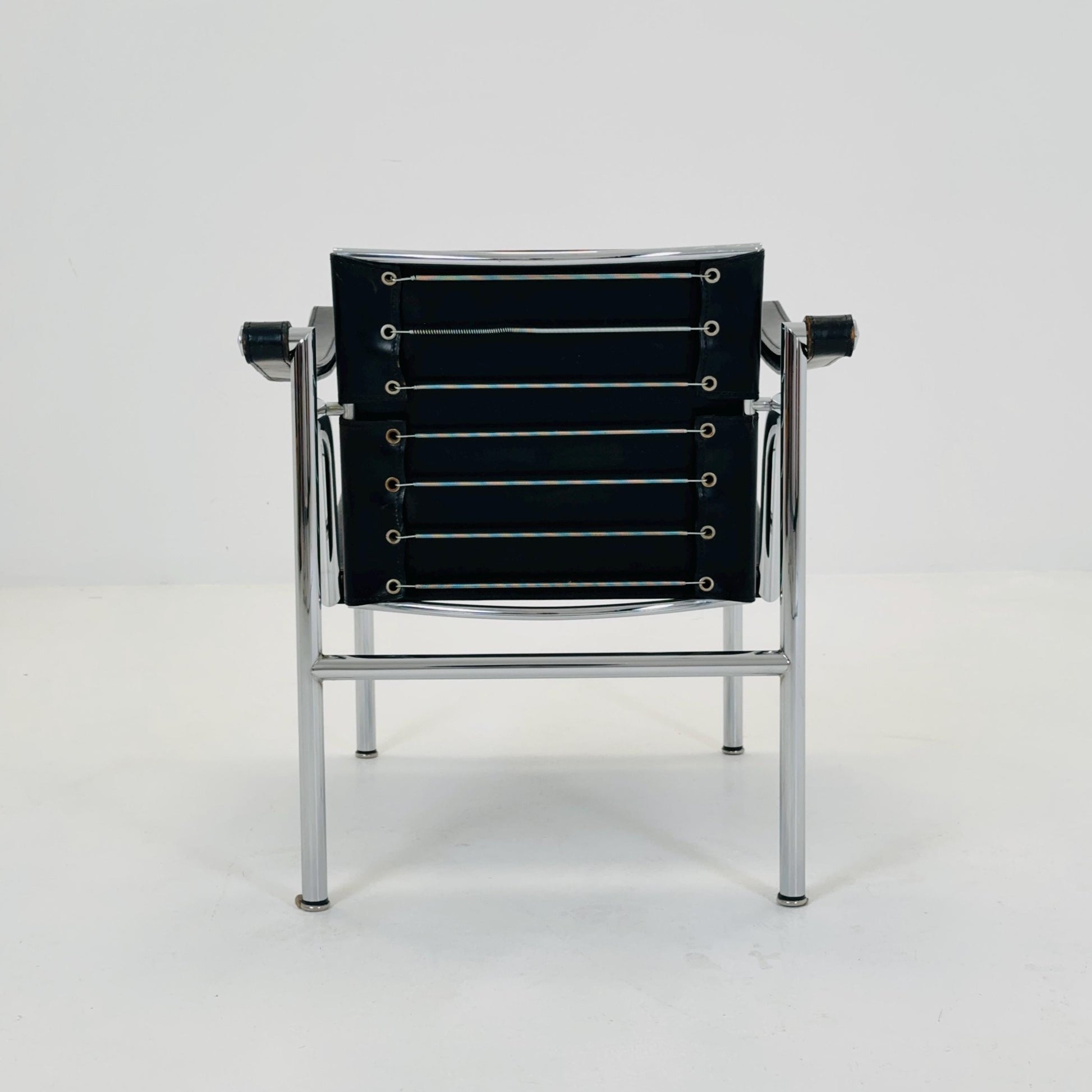 Mid century LC1 black - silver edition armchair by Le Corbusier for Cassina Italy 1970s