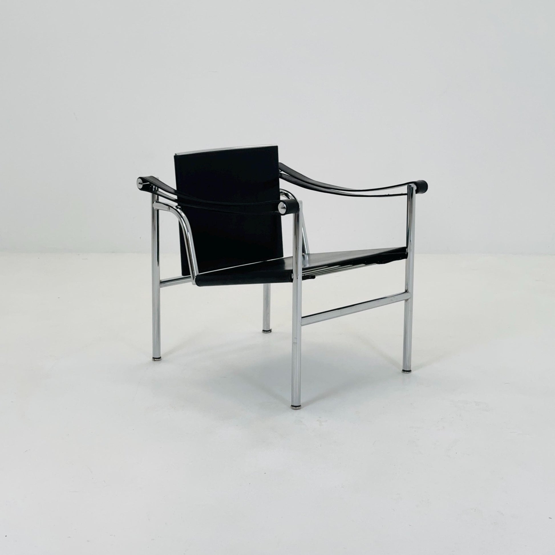 Mid century LC1 black - silver edition armchair by Le Corbusier for Cassina Italy 1970s
