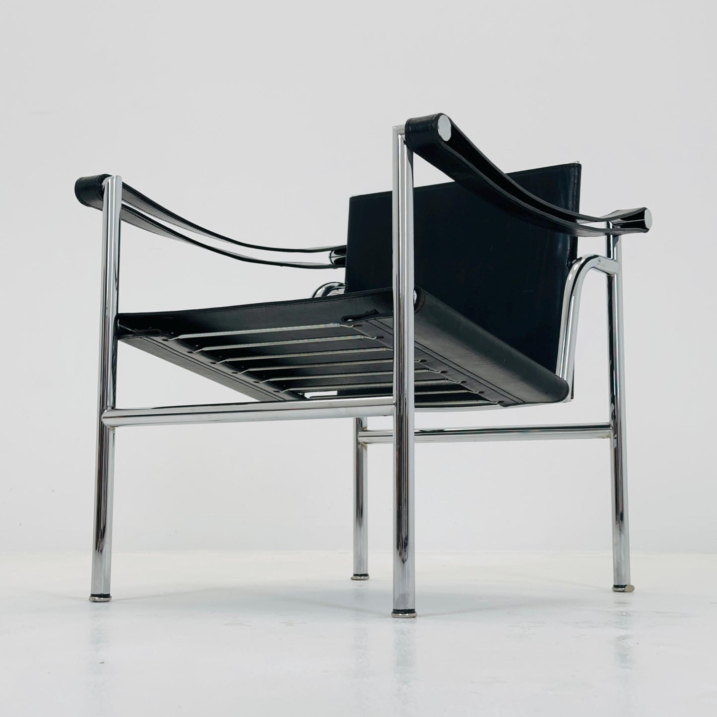 Mid century LC1 black - silver edition armchair by Le Corbusier for Cassina Italy 1970s