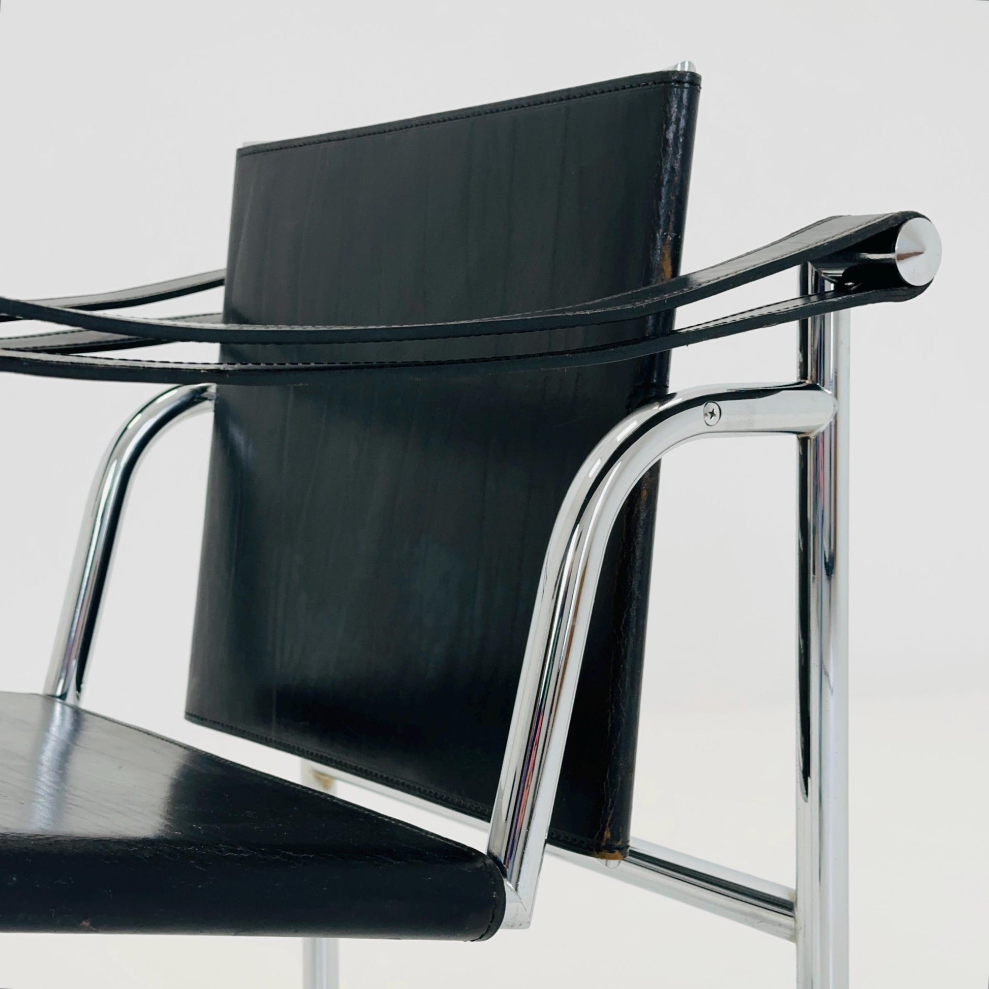 Mid century LC1 black - silver edition armchair by Le Corbusier for Cassina Italy 1970s