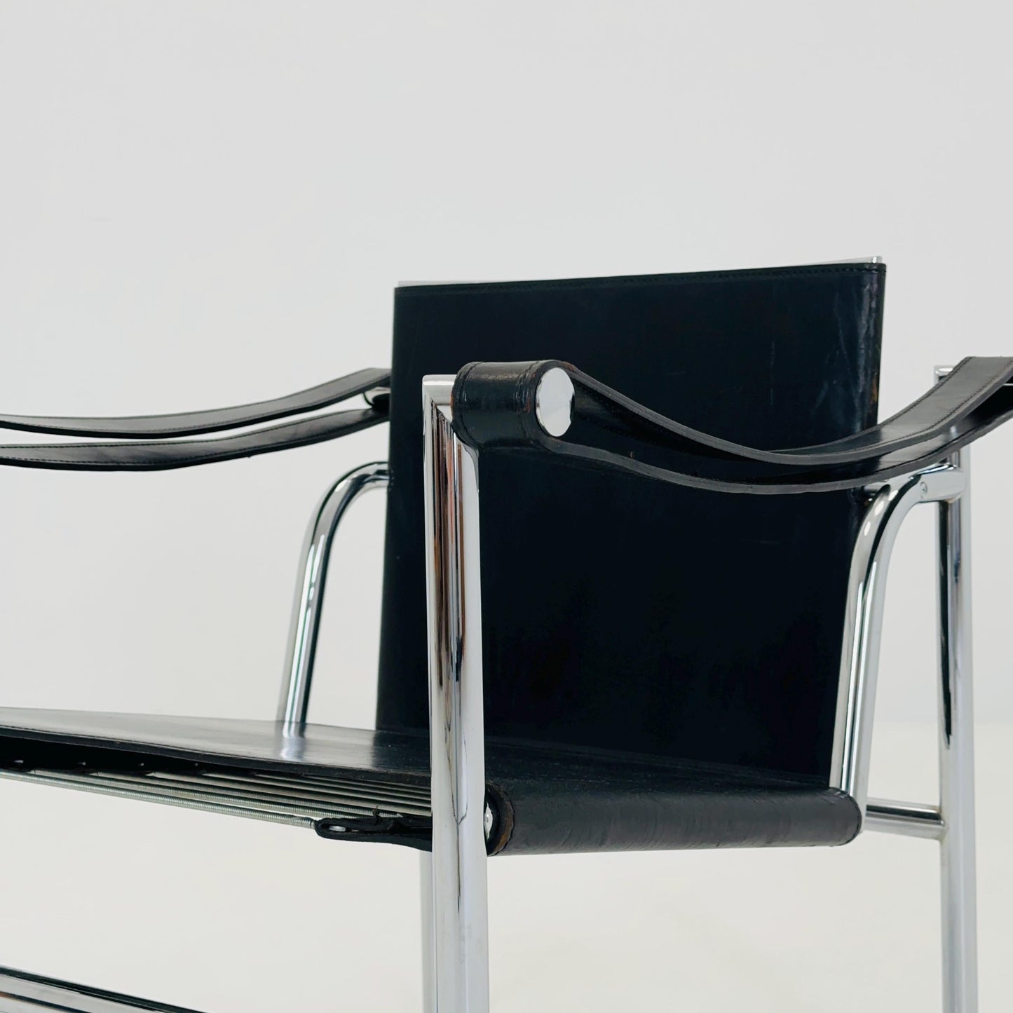 Mid century LC1 black - silver edition armchair by Le Corbusier for Cassina Italy 1970s