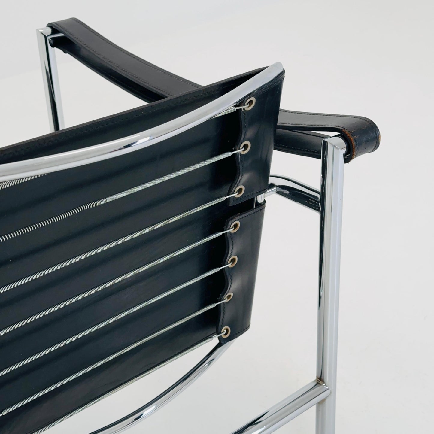 Mid century LC1 black - silver edition armchair by Le Corbusier for Cassina Italy 1970s