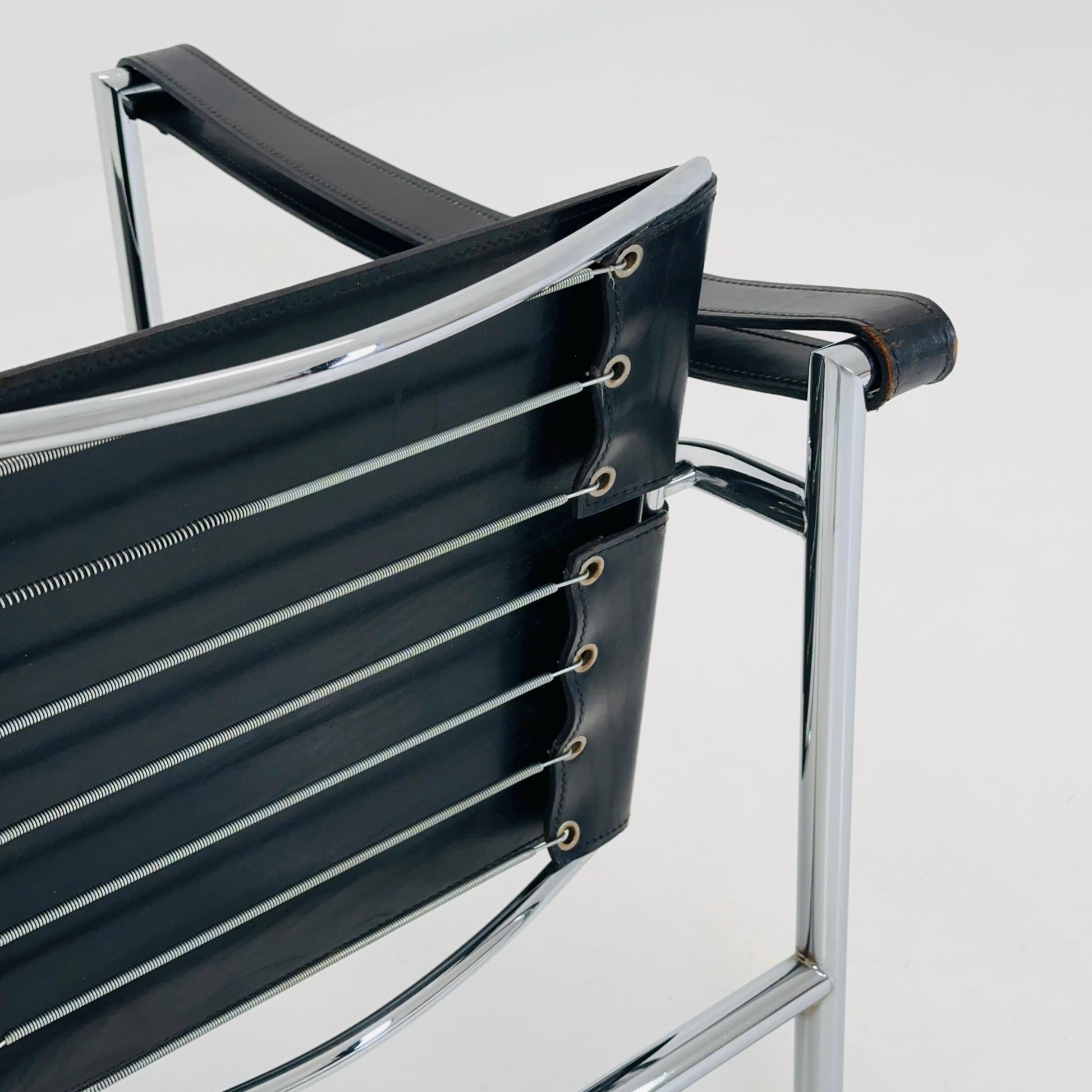 Mid century LC1 black - silver edition armchair by Le Corbusier for Cassina Italy 1970s