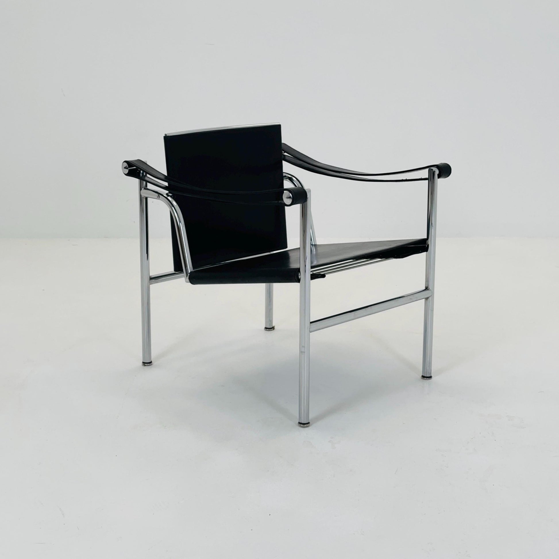 Mid century LC1 black - silver edition armchair by Le Corbusier for Cassina Italy 1970s