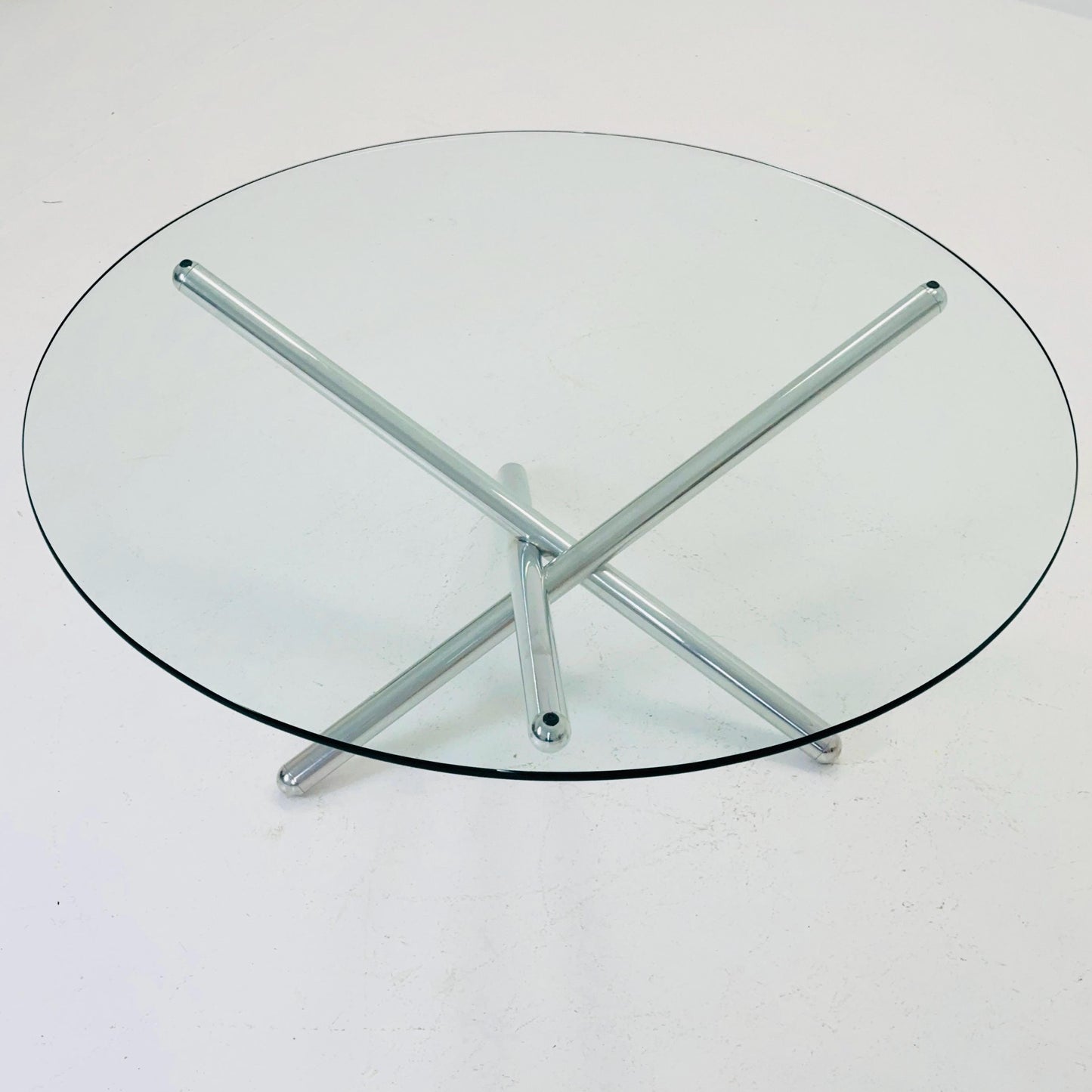 Mid-Century Bauhaus Chrome X-Base Coffee Table, Italian Design, 1980s