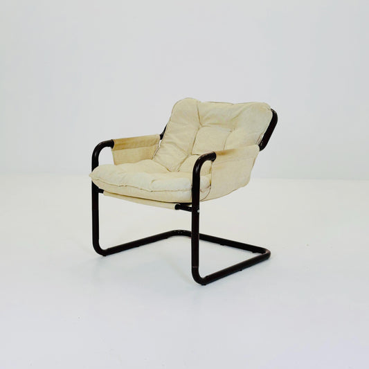 Mid century century Bauhaus tubular canvas armchair for Tomas Jelinek by IKEA 1980s