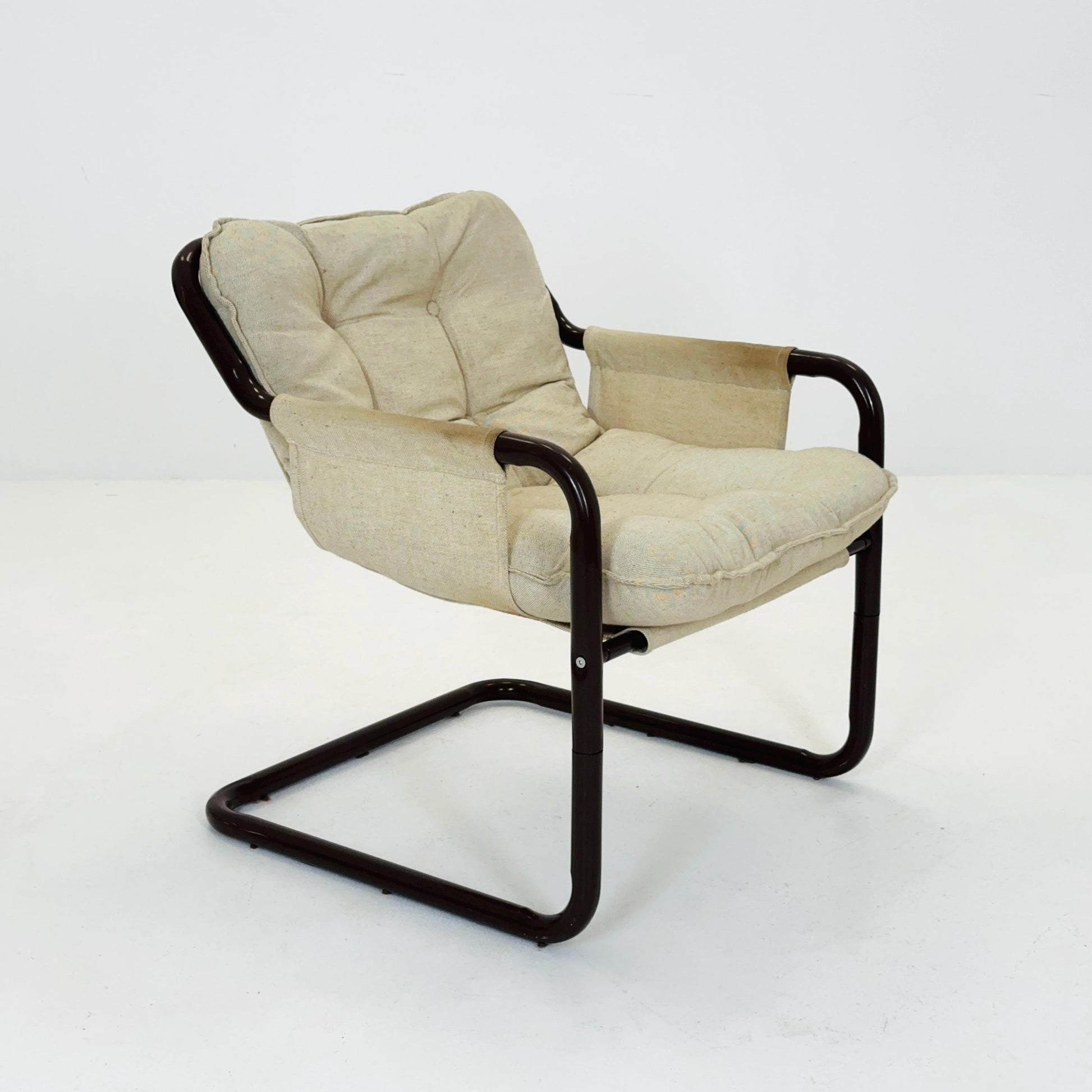 Mid century century Bauhaus tubular canvas armchair for Tomas Jelinek by IKEA 1980s