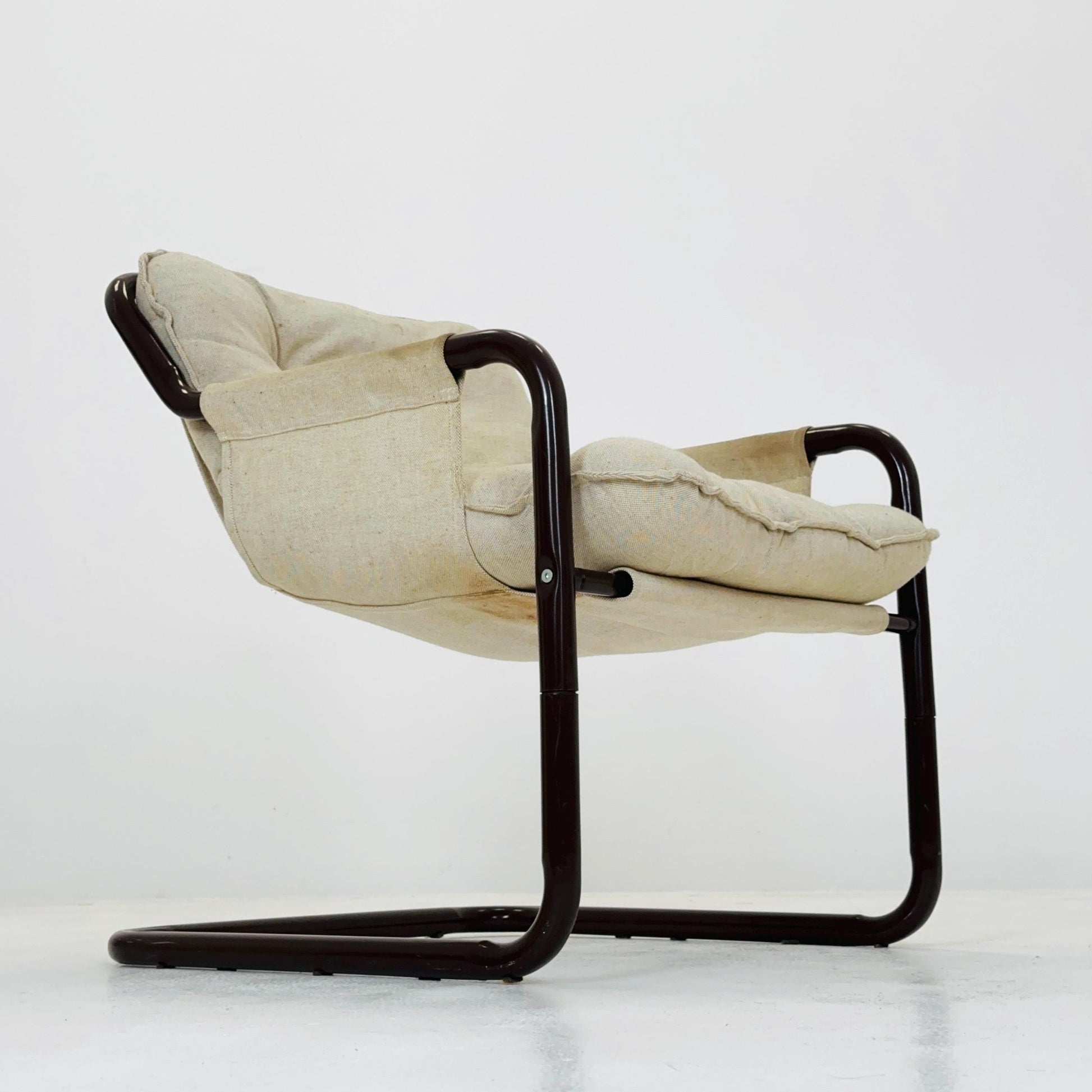 Mid century century Bauhaus tubular canvas armchair for Tomas Jelinek by IKEA 1980s