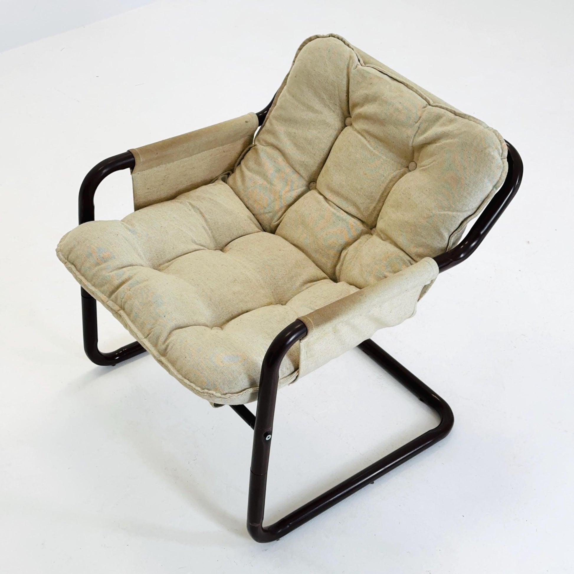 Mid century century Bauhaus tubular canvas armchair for Tomas Jelinek by IKEA 1980s