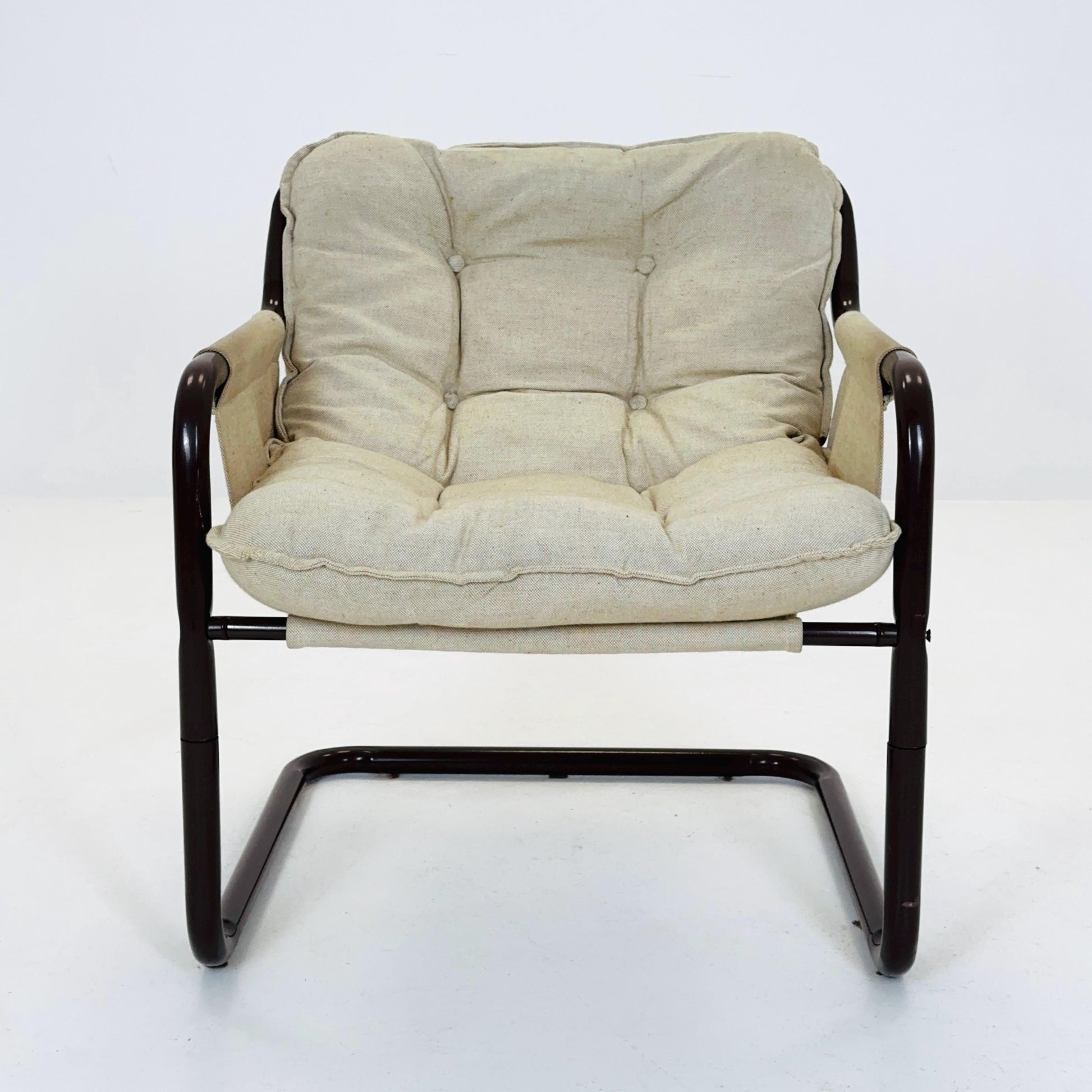 Mid century century Bauhaus tubular canvas armchair for Tomas Jelinek by IKEA 1980s