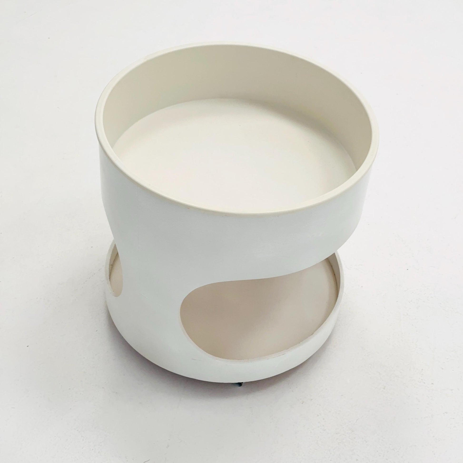 Space Age Luna Side Table 5124 by Opal Möbel, Germany 1970s – Vintage White Rolling Table, Mid-Century Modern