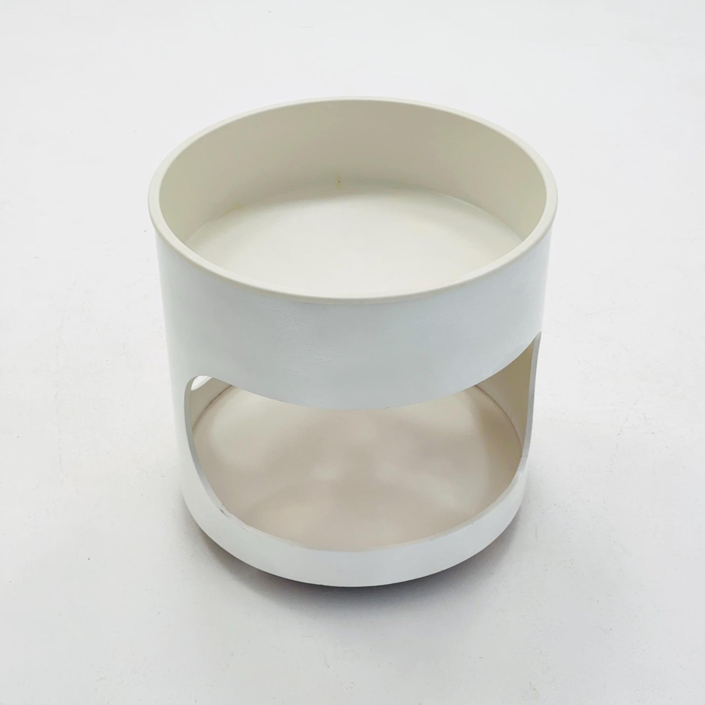 Space Age Luna Side Table 5124 by Opal Möbel, Germany 1970s – Vintage White Rolling Table, Mid-Century Modern