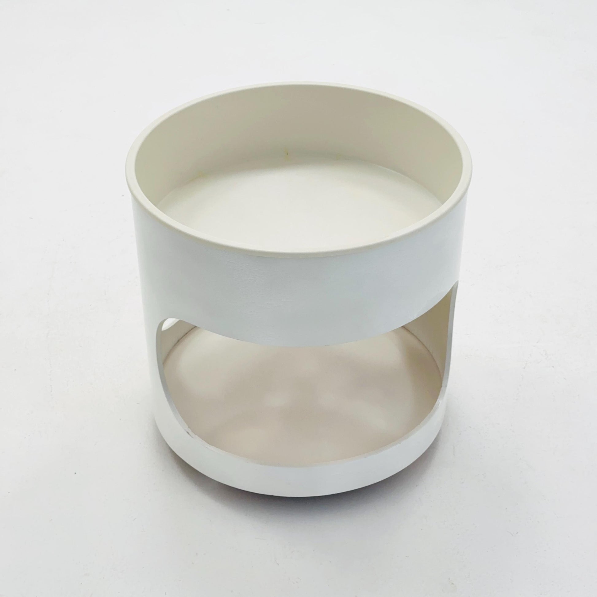 Space Age Luna Side Table 5124 by Opal Möbel, Germany 1970s – Vintage White Rolling Table, Mid-Century Modern