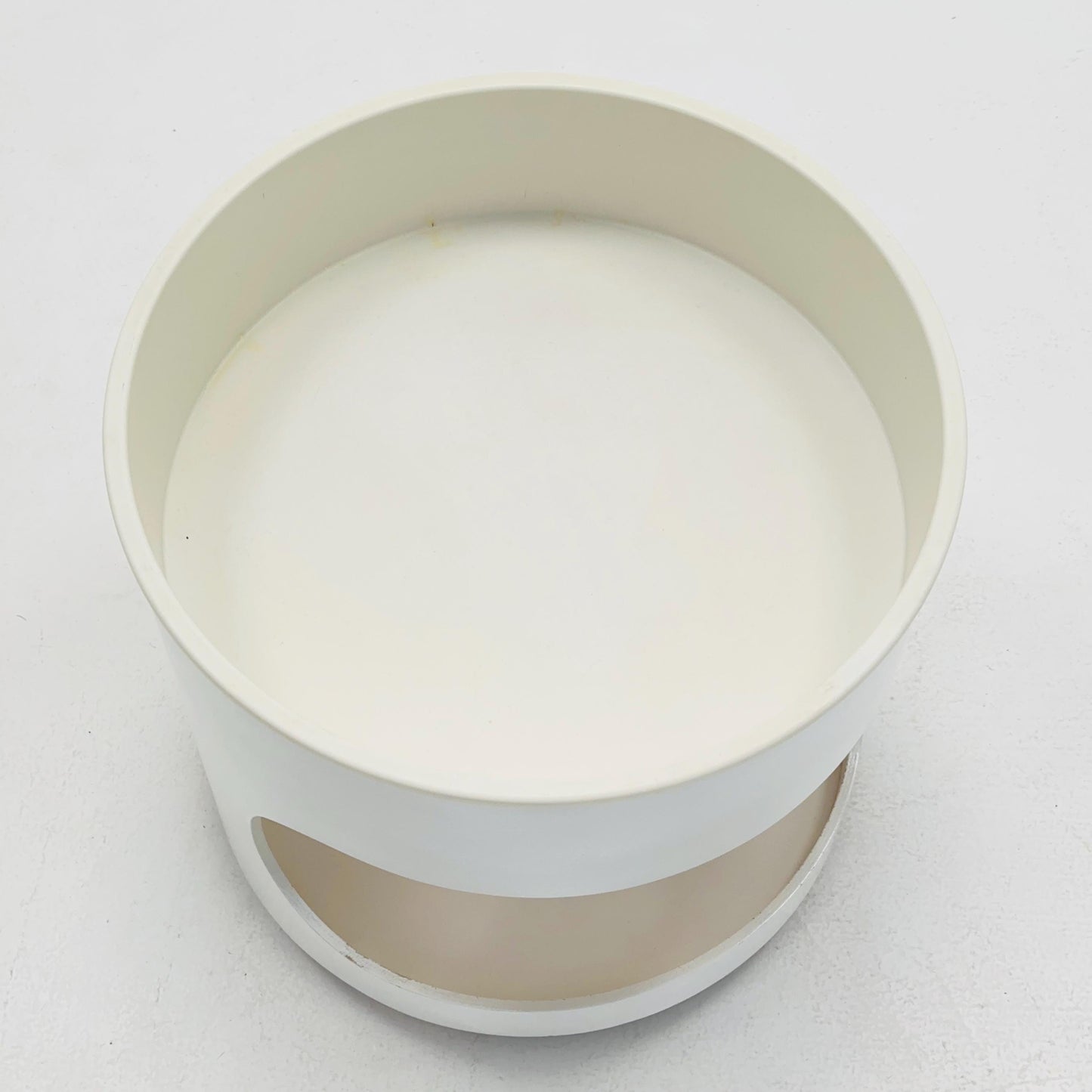 Space Age Luna Side Table 5124 by Opal Möbel, Germany 1970s – Vintage White Rolling Table, Mid-Century Modern