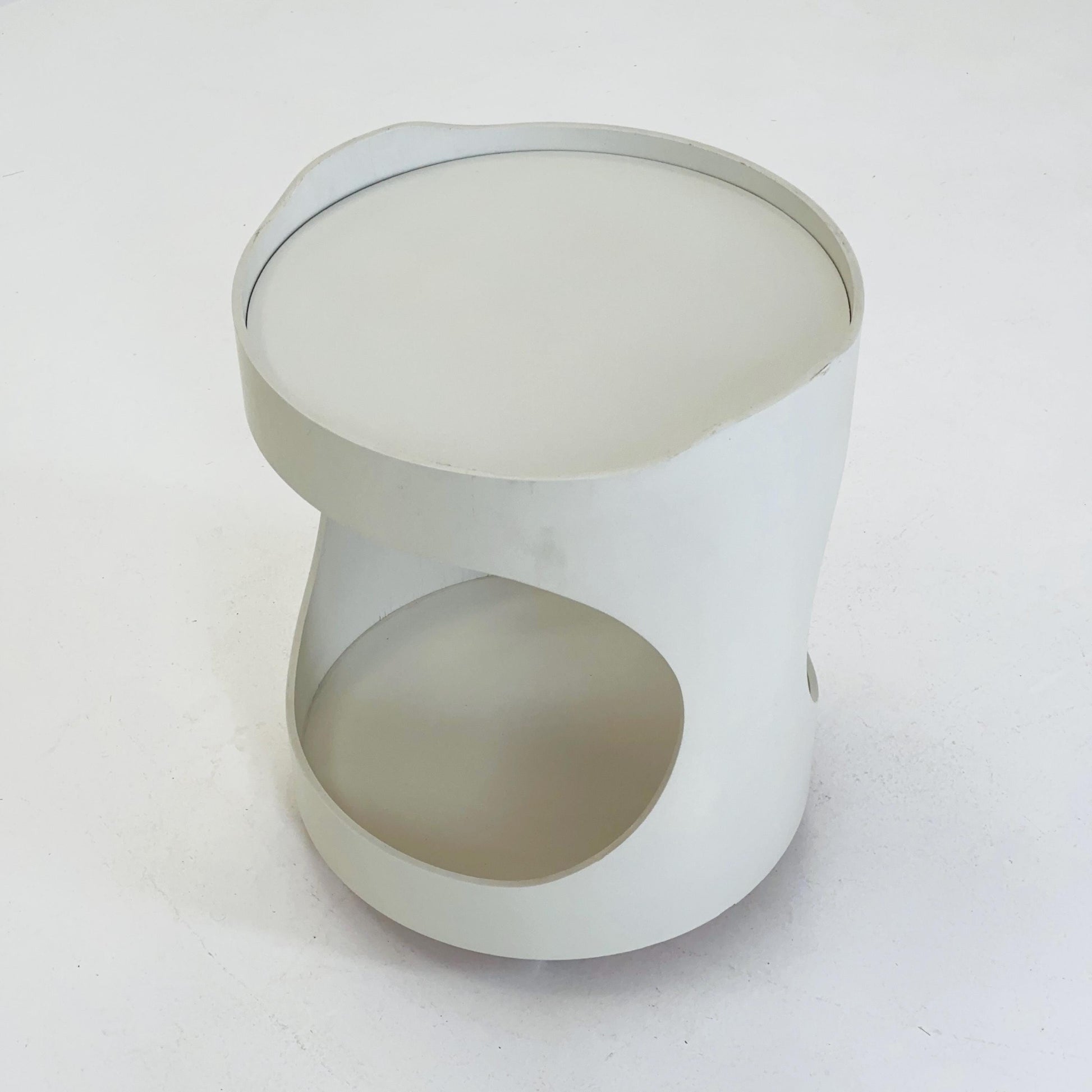 Space Age Luna Side Table 5124 by Opal Möbel, Germany 1970s – Vintage White Rolling Table, Mid-Century Modern
