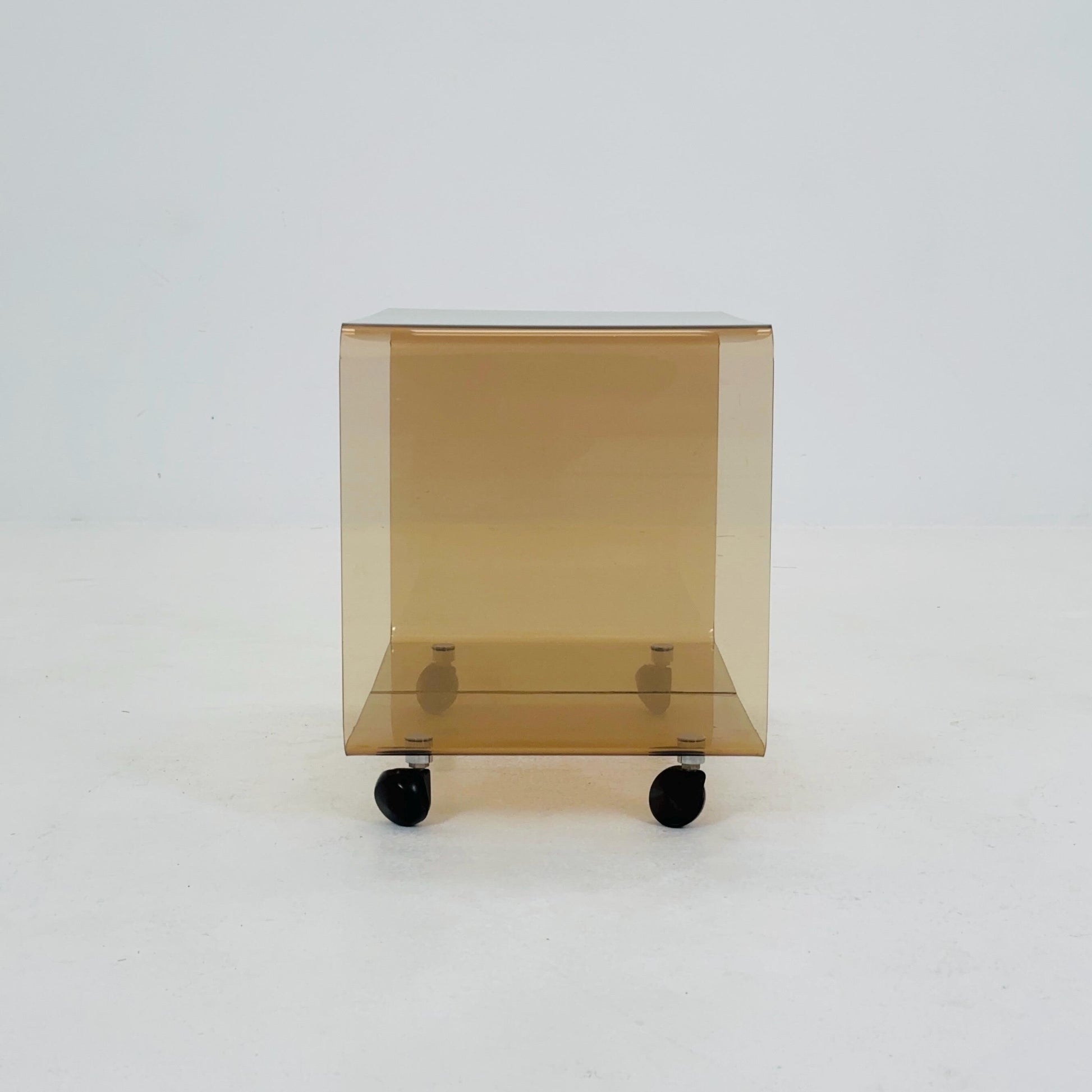 Space age Smoked Brown Plexiglass Trolley-side table by Michel Dumas for Roche Bobois 1970s