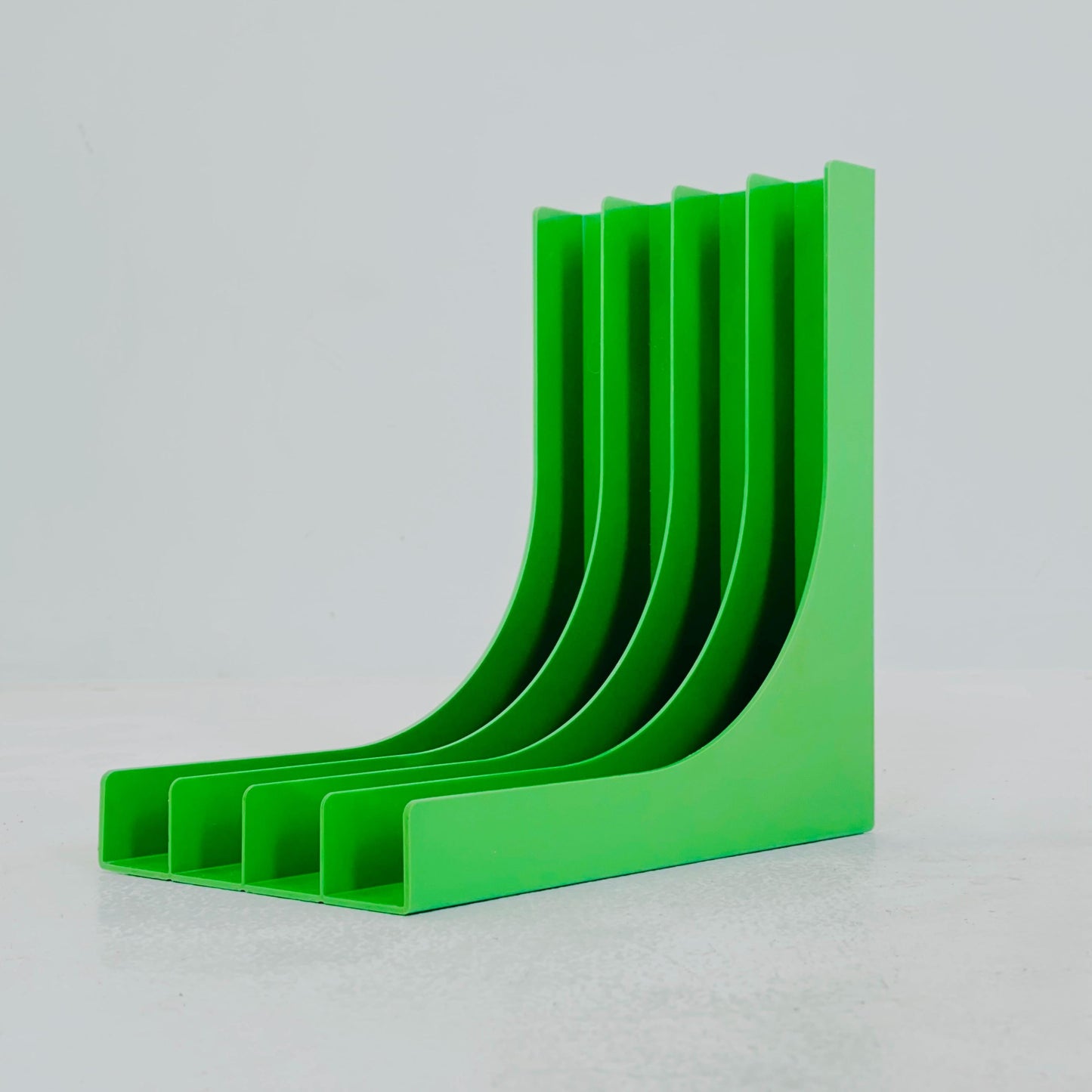 Mid-Century Green retro vinyl storage holder, modular record holder, vintage space age brands from the 70s west Germany