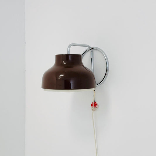 Mid-Century Wall Lamp by Uniline for Nordisk Solar, 1960s Denmark – Chrome & Brown Lacquer Sconce, Vintage Scandinavian Design