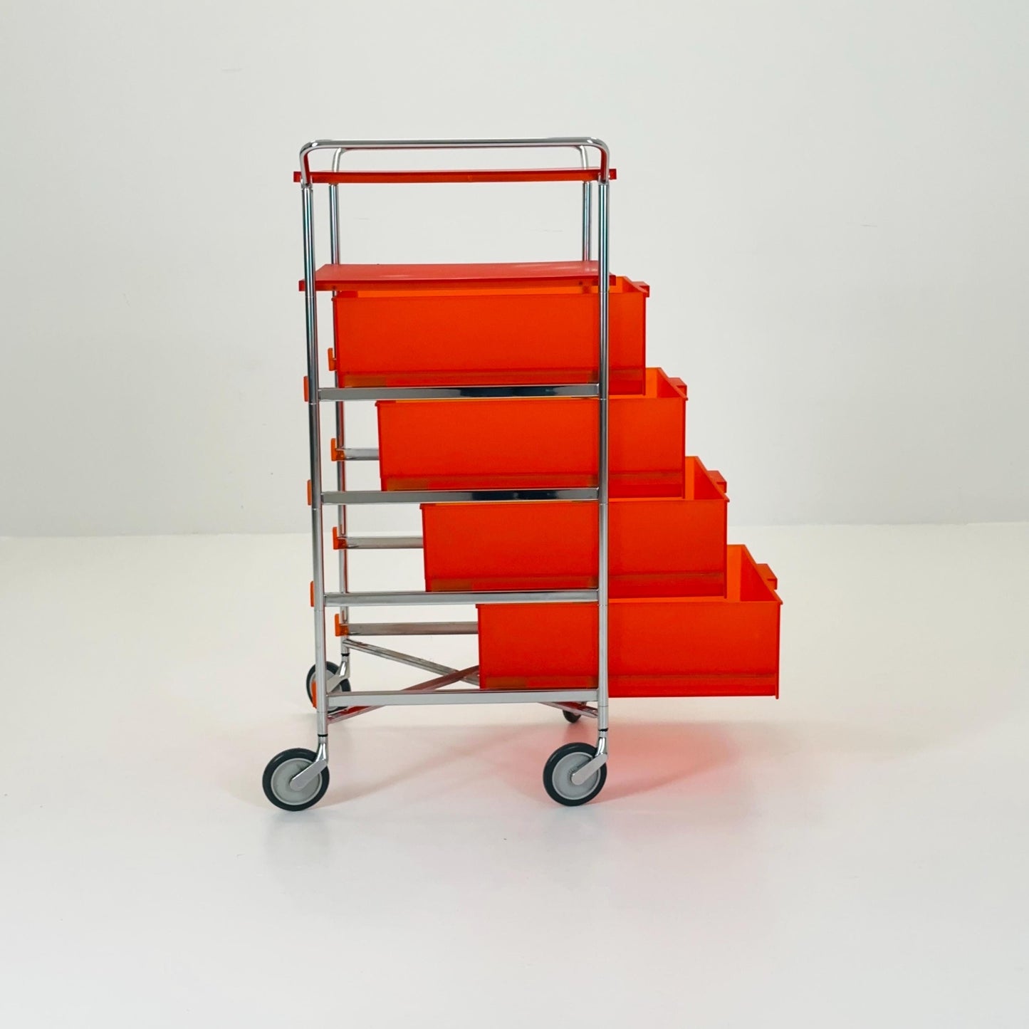 Design Kartell “Mobil” Storage Unit in Orange PMMA & Chrome – Antonio Citterio,for Kartell Italy 1990s