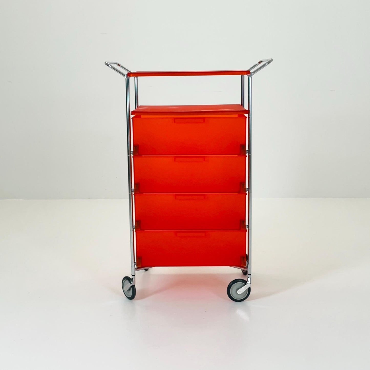 Design Kartell “Mobil” Storage Unit in Orange PMMA & Chrome – Antonio Citterio,for Kartell Italy 1990s