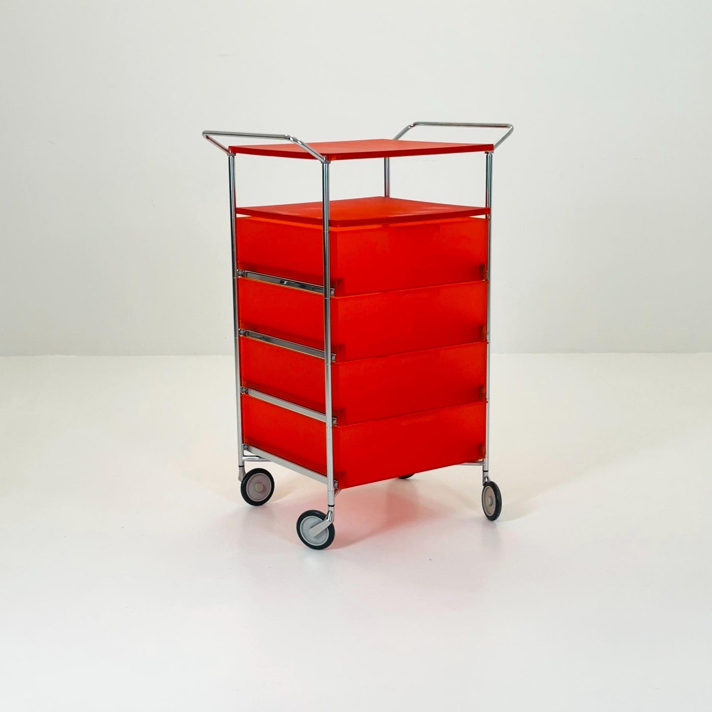 Design Kartell “Mobil” Storage Unit in Orange PMMA & Chrome – Antonio Citterio,for Kartell Italy 1990s