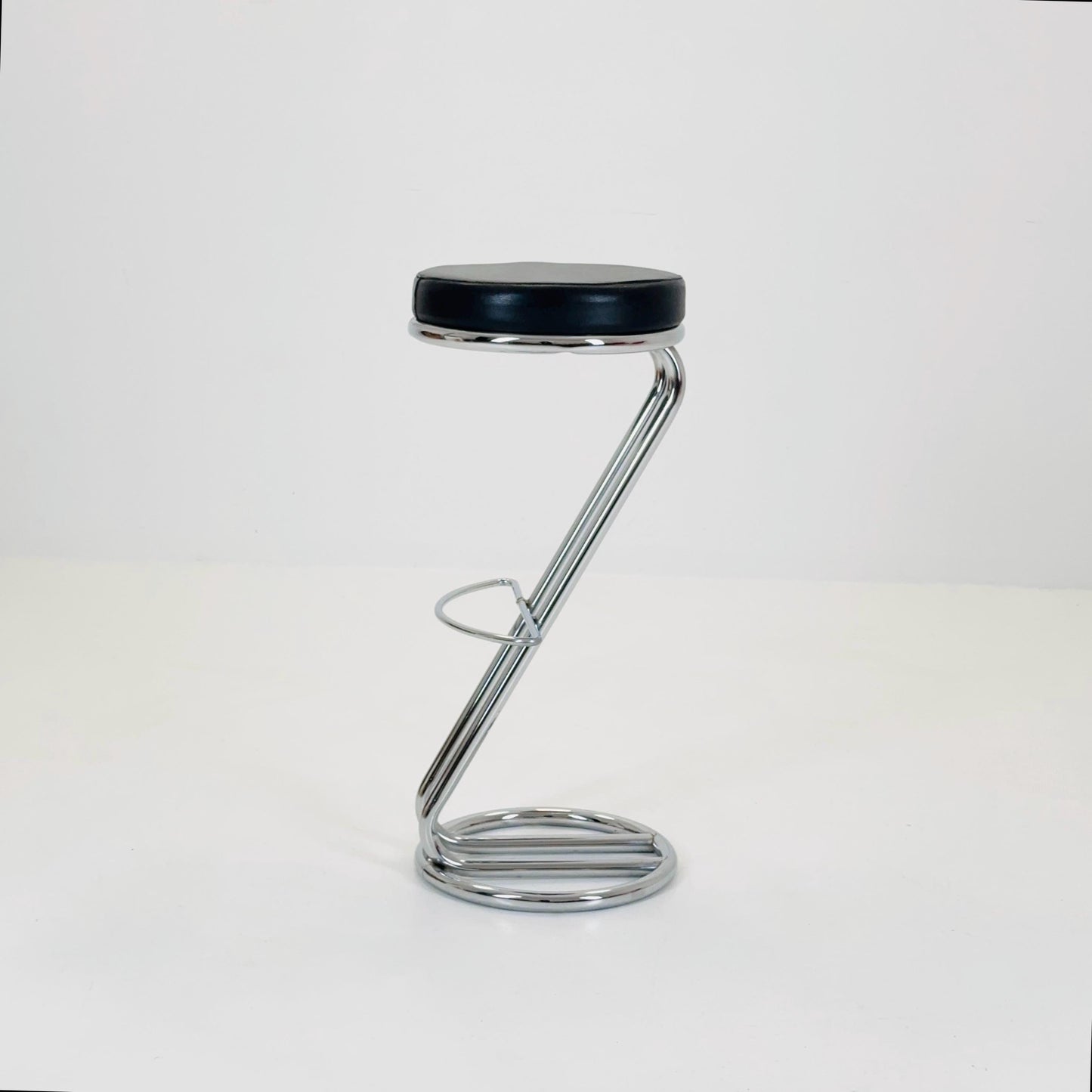 Mid-Century Modern Leather and Chrome Bar Stool 1980s Italy