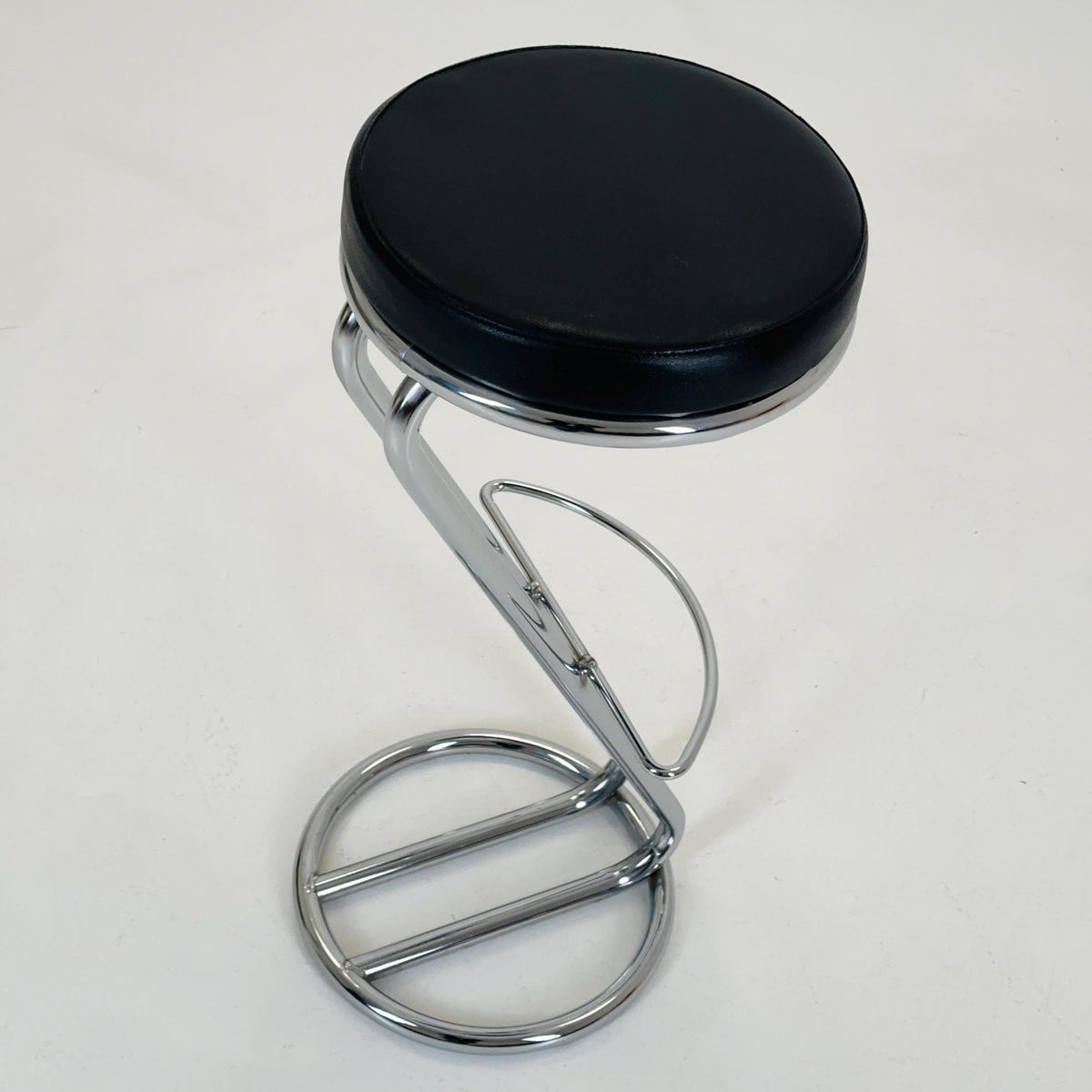 Mid-Century Modern Leather and Chrome Bar Stool 1980s Italy