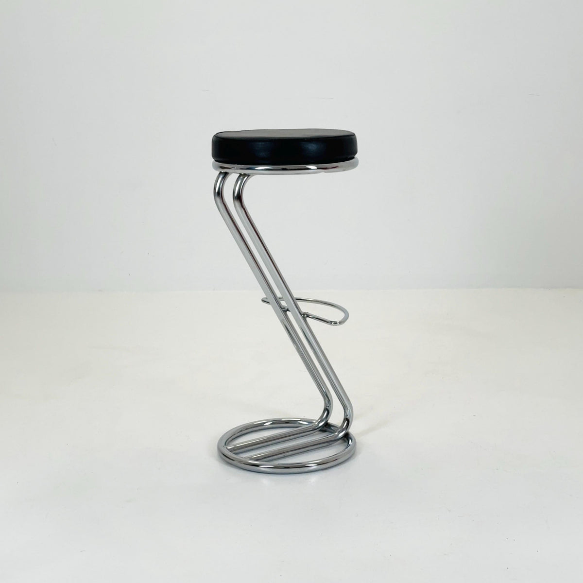 Mid-Century Modern Leather and Chrome Bar Stool 1980s Italy