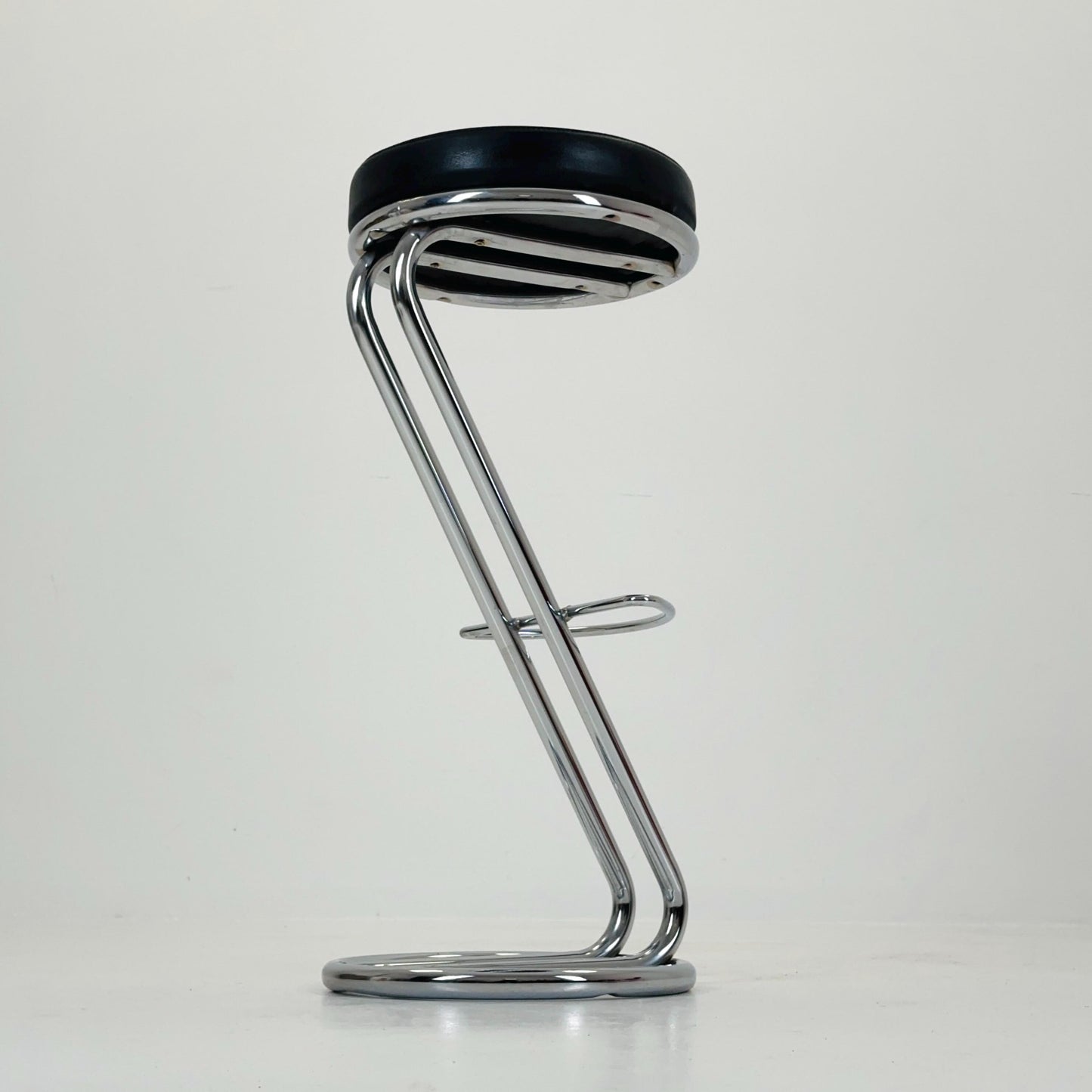 Mid-Century Modern Leather and Chrome Bar Stool 1980s Italy