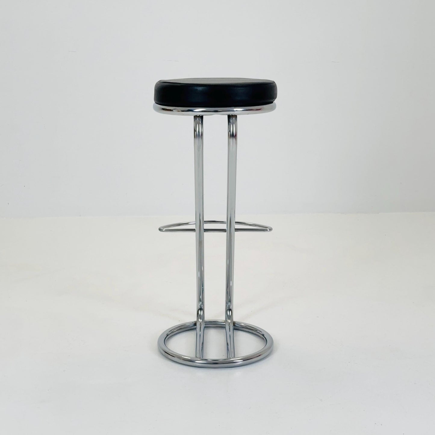 Mid-Century Modern Leather and Chrome Bar Stool 1980s Italy