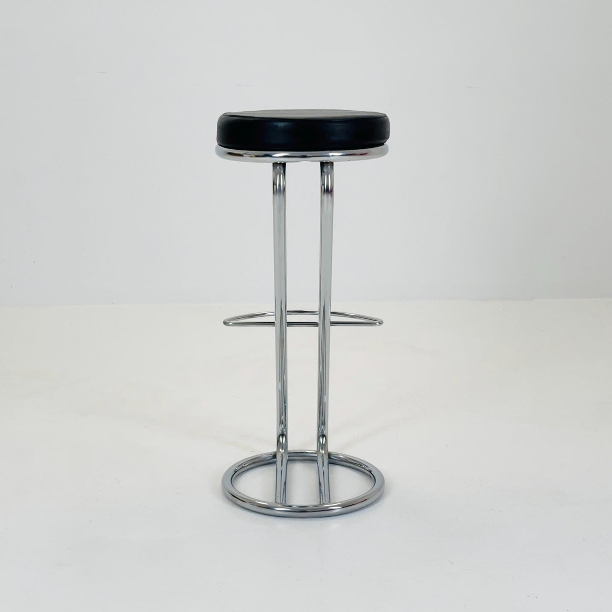 Mid-Century Modern Leather and Chrome Bar Stool 1980s Italy