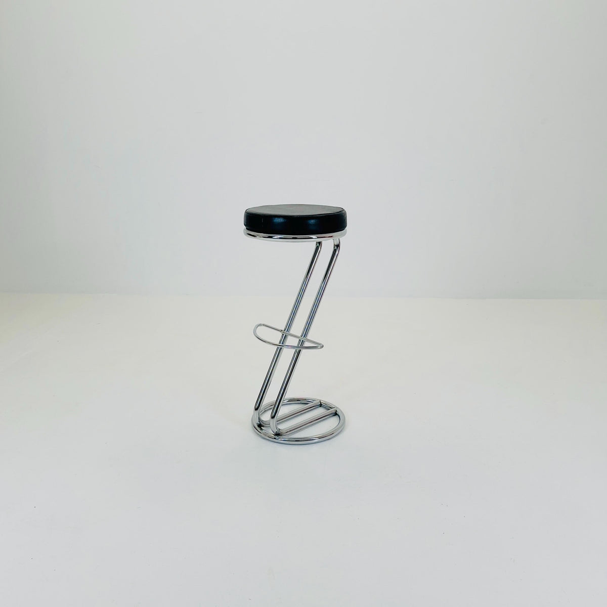 Mid-Century Modern Leather and Chrome Bar Stool 1980s Italy