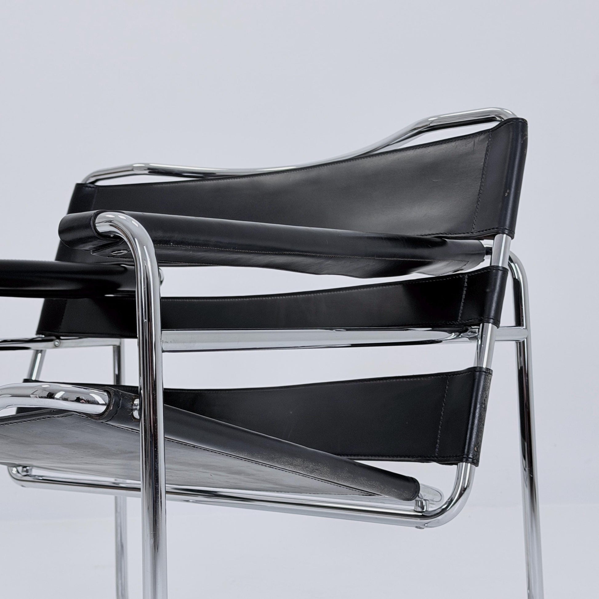 Mid century Bauhaus lounge chair/ lounge chair style of Wassily B3 armchair Italy 1980s