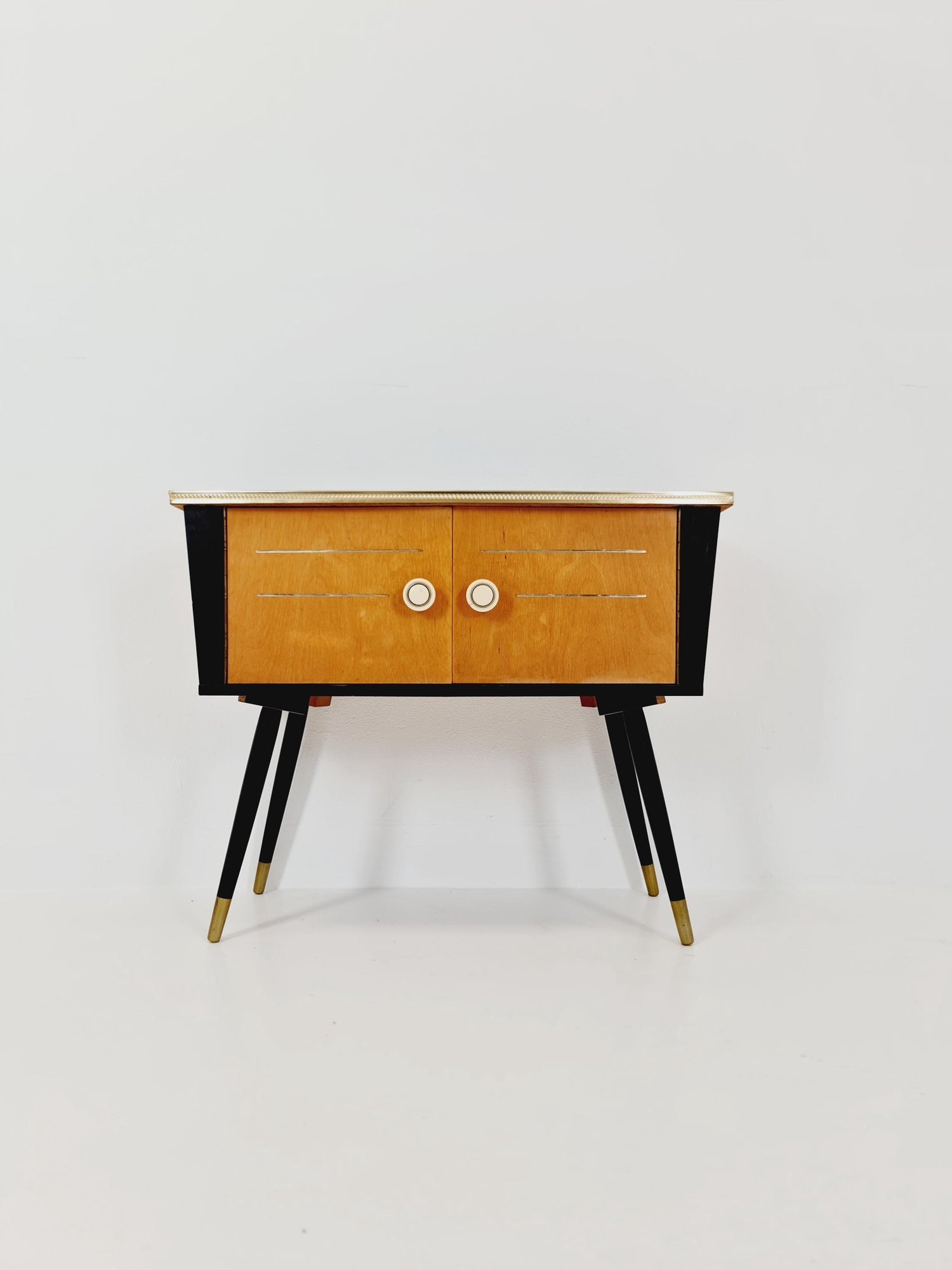 German mid-century Ash and beech small sideboard /side table, 1950s