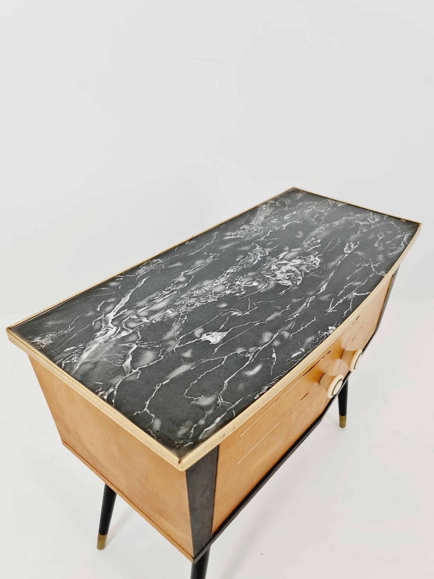 German mid-century Ash and beech small sideboard /side table, 1950s