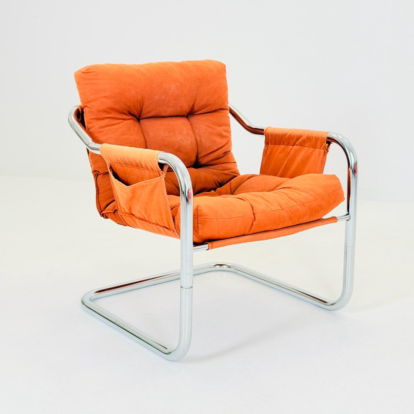 Mid century century Bauhaus tubular canvas armchair for Tomas Jelinek by IKEA 1980s
